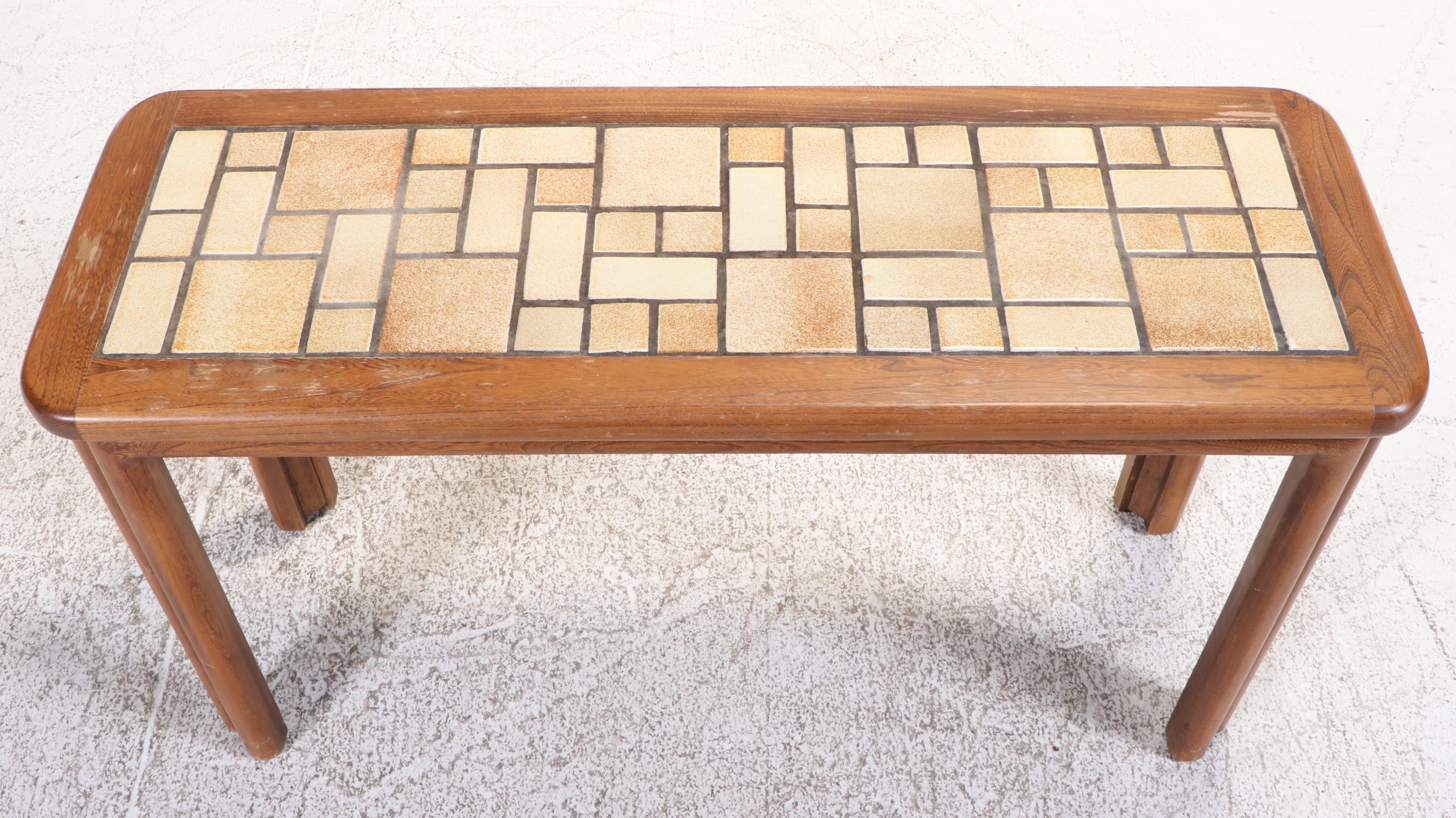 Modernist Ash and Tile Top Console Table, Late 20th Century