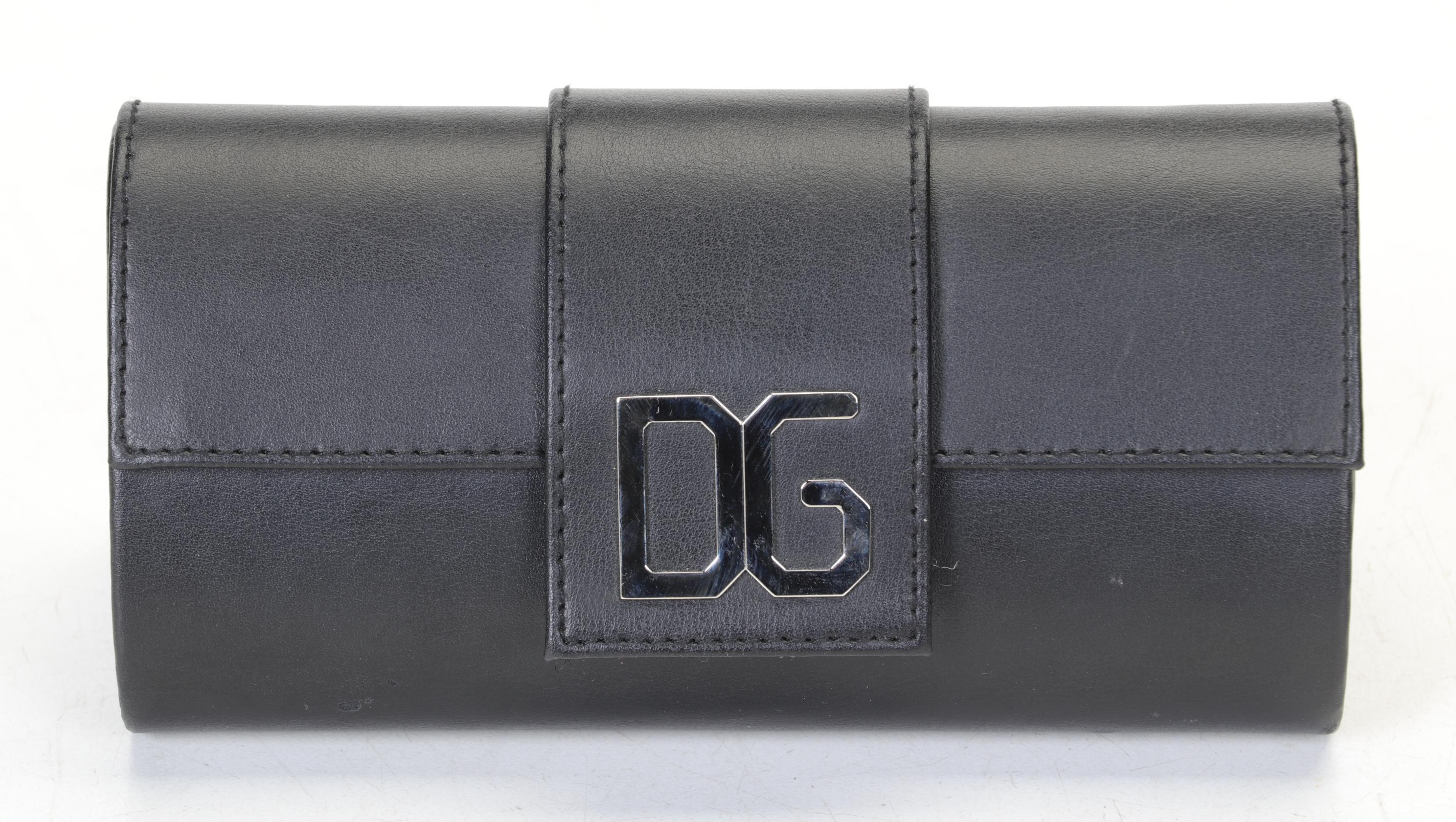 Dolce & Gabbana Black Leather Hardshell Eyeglass Case With DG Logo