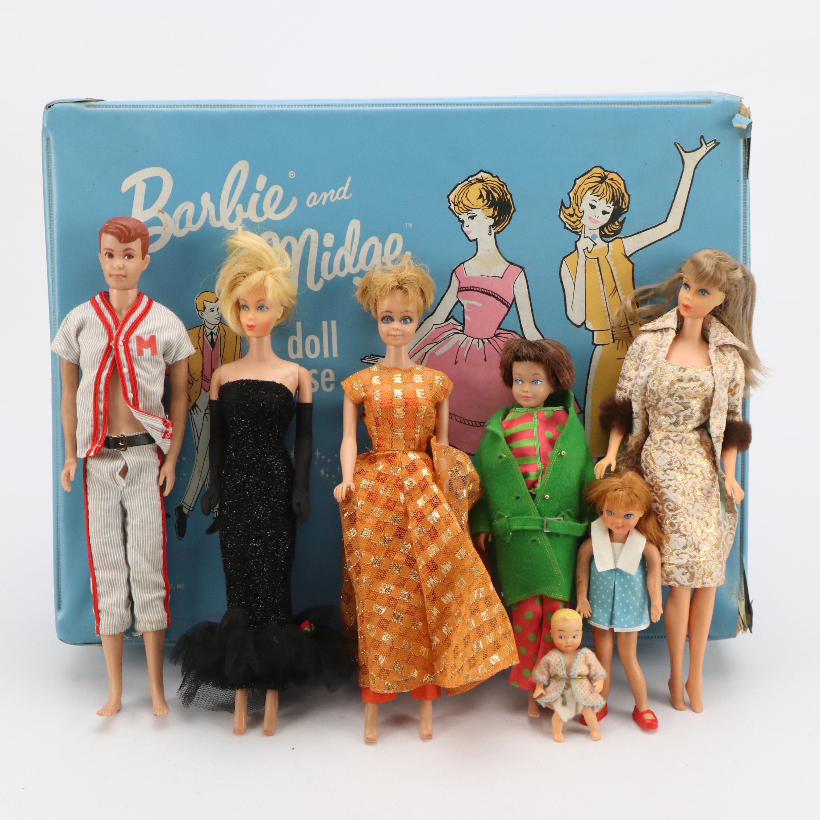 Mattel "Skipper," "Midge" and Other Barbie Dolls, Clothes and Case, Mid-20th C.