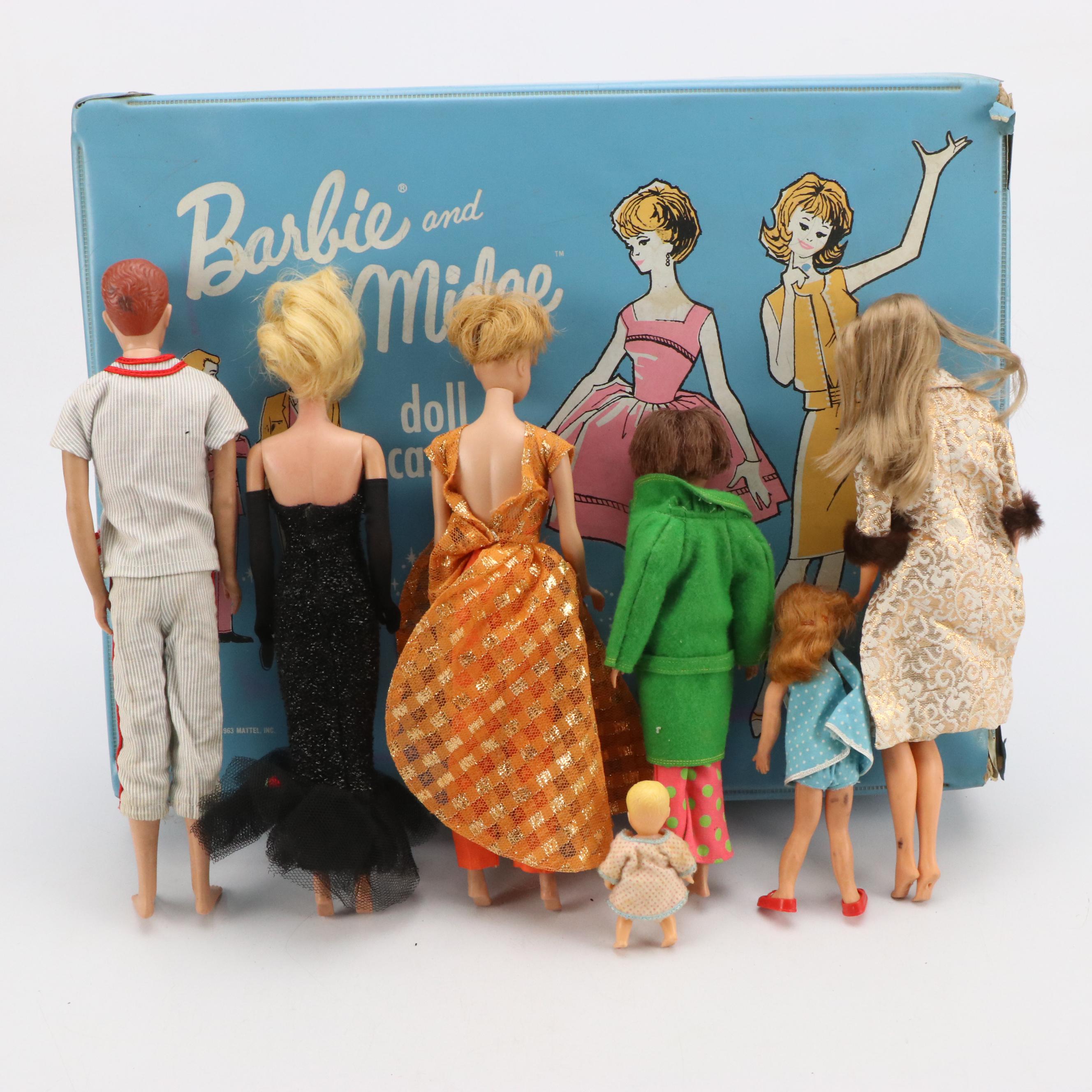 Mattel "Skipper," "Midge" and Other Barbie Dolls, Clothes and Case, Mid-20th C.