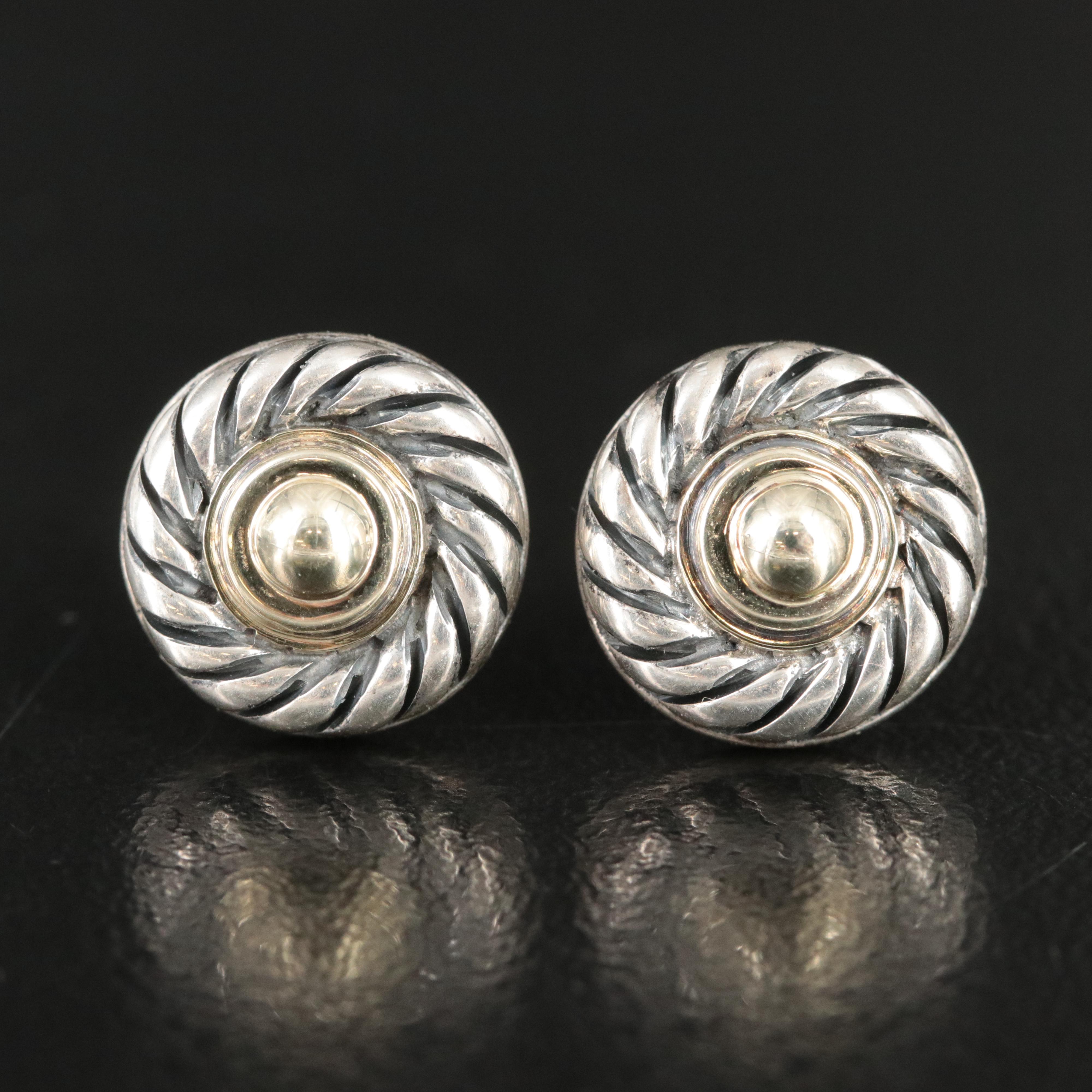 David Yurman Cookie Sterling and 14K Earrings