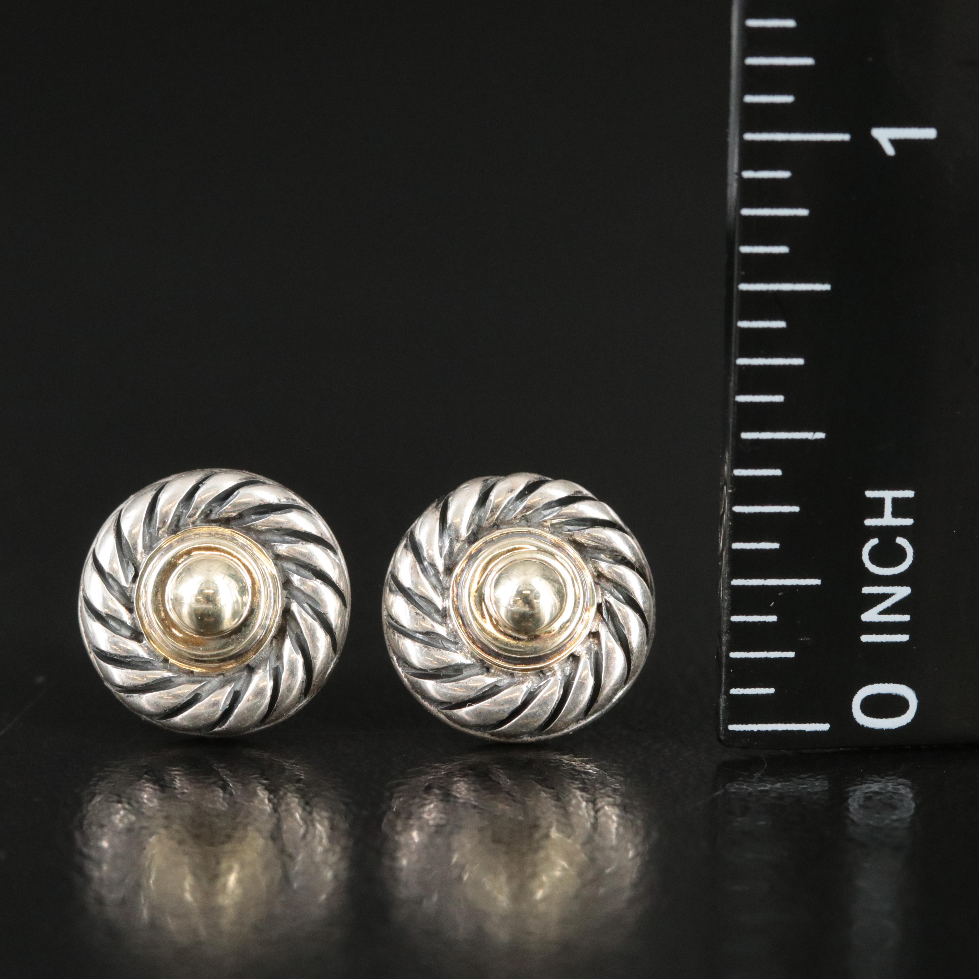 David Yurman Cookie Sterling and 14K Earrings