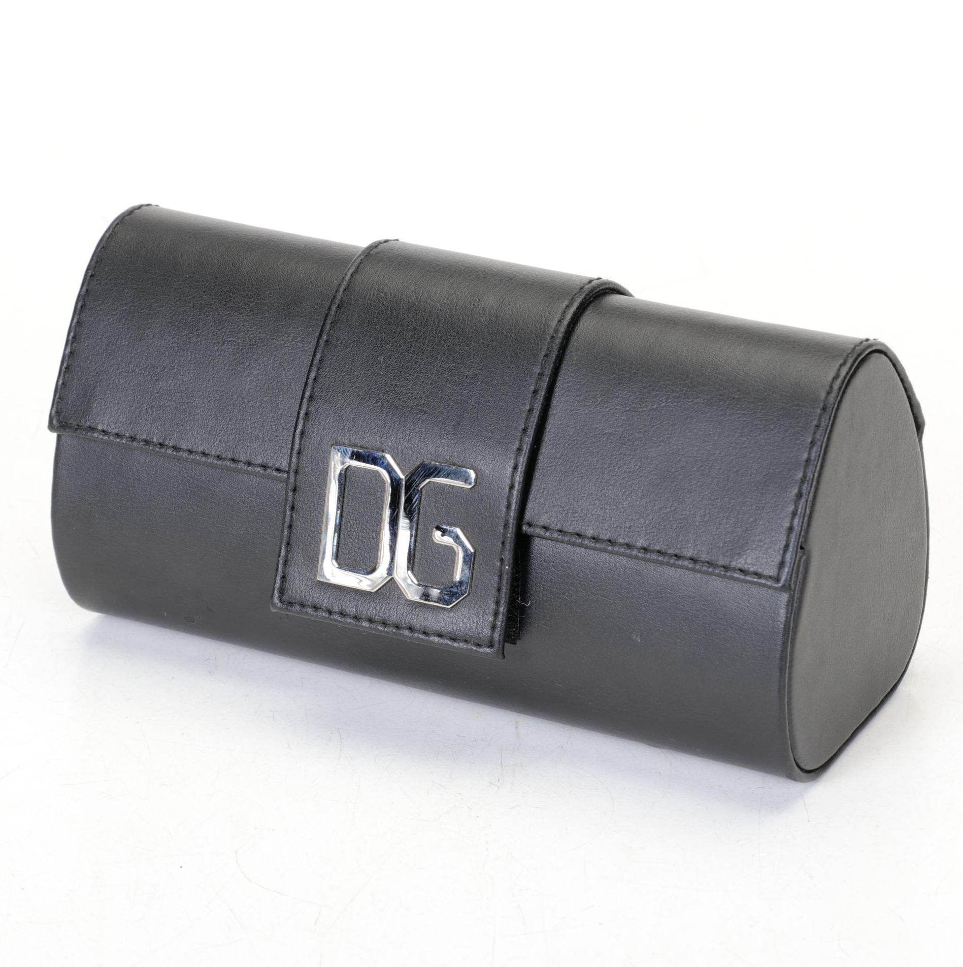 Dolce & Gabbana Black Leather Hardshell Eyeglass Case With DG Logo