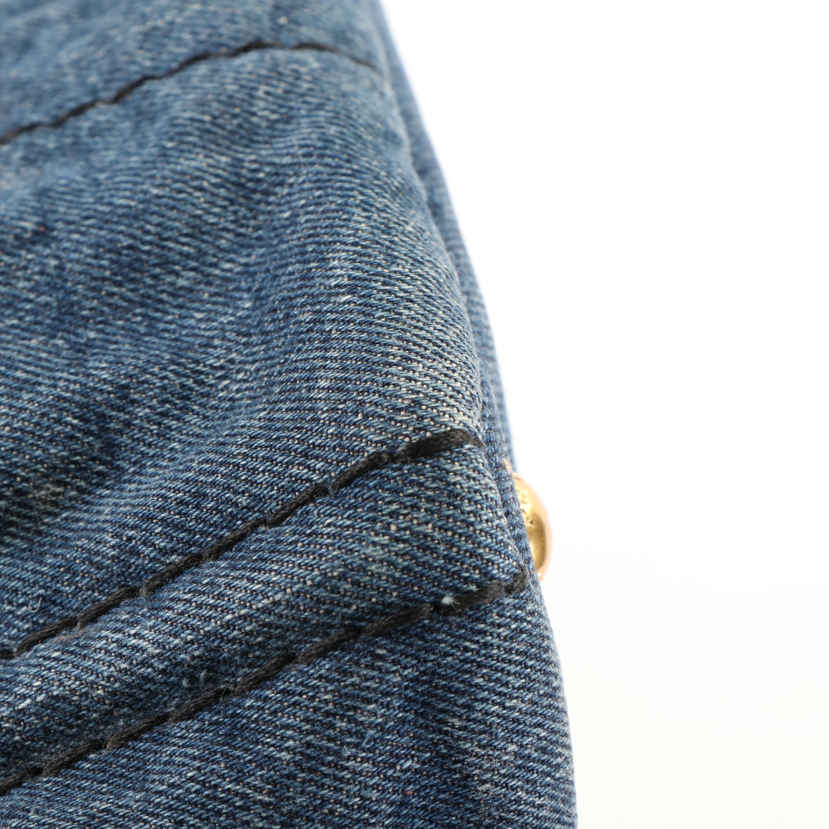 Prada Canapa Logo Blue Denim Tote Bag