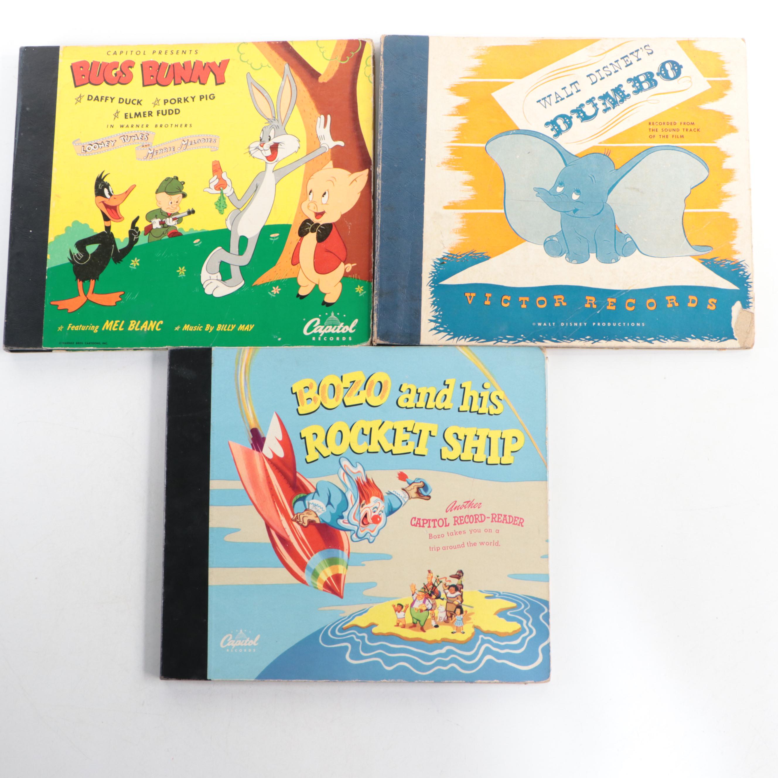 "Bozo and His Rocket Ship", "Bugs Bunny", and "Dumbo" Record Books