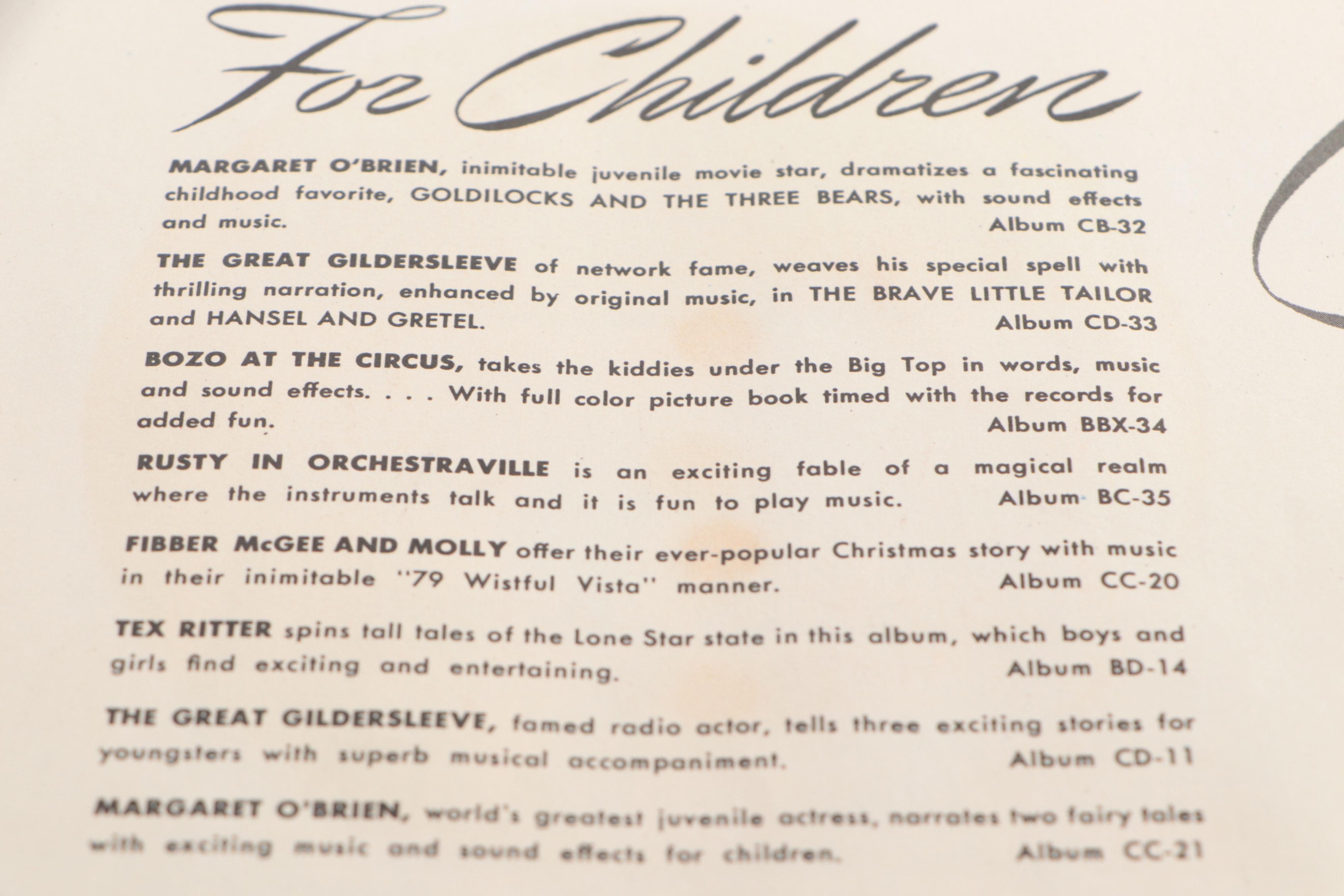 "Bozo and His Rocket Ship", "Bugs Bunny", and "Dumbo" Record Books