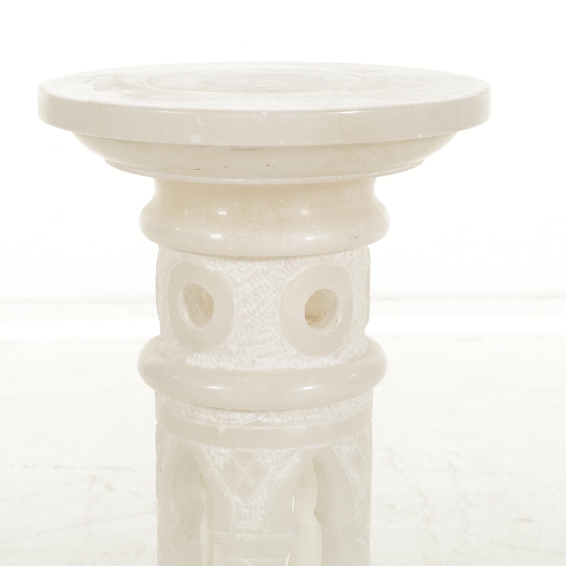 Indian Style Carved Alabaster Pedestal Everything But The House