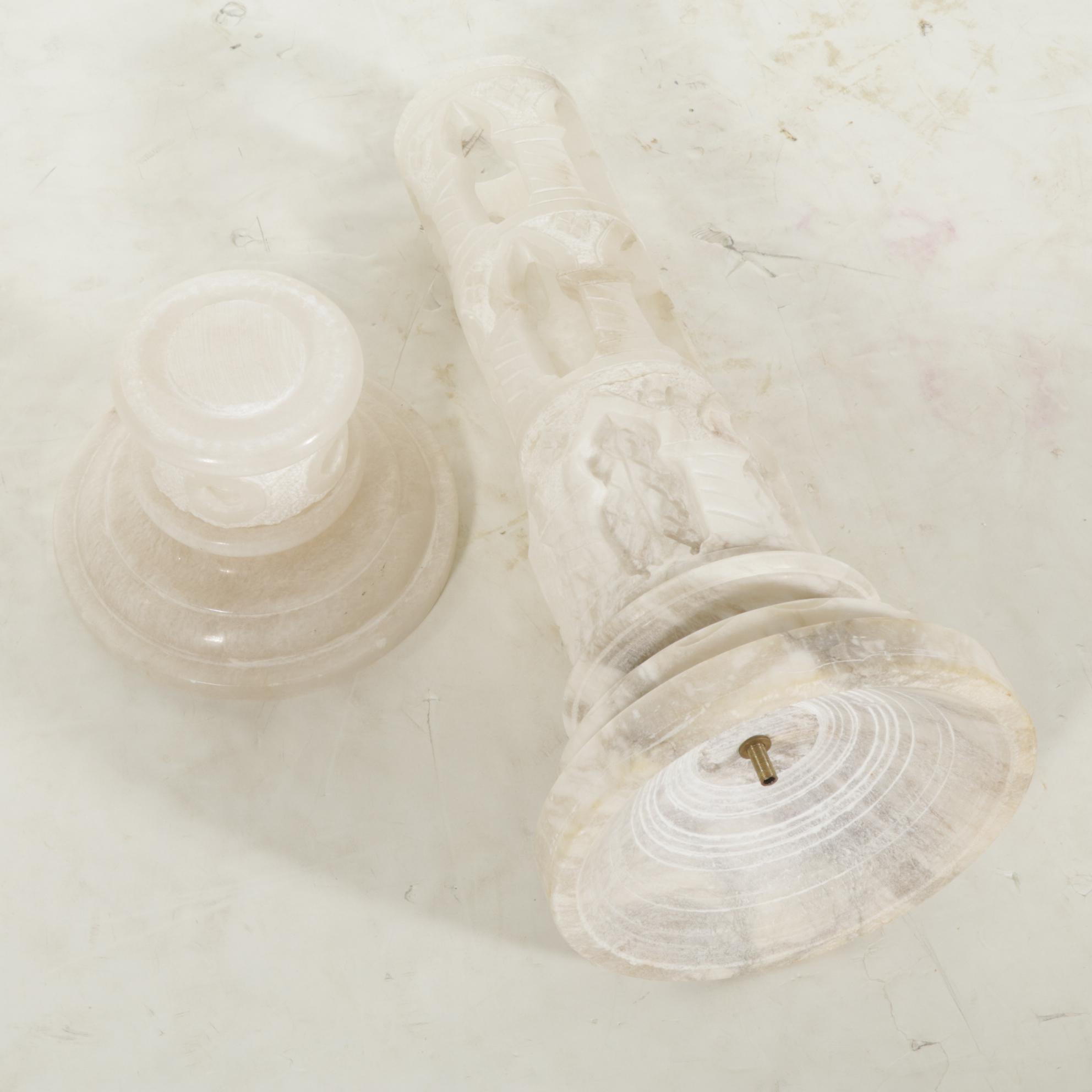 Indian Style Carved Alabaster Pedestal Everything But The House