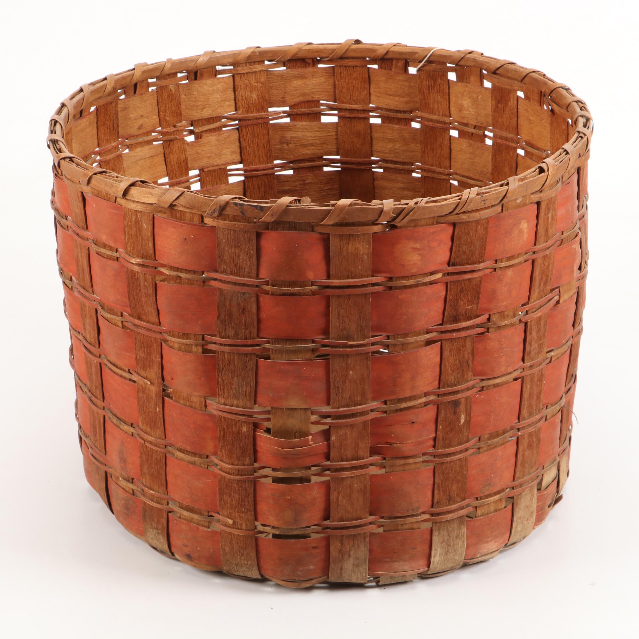 Penobscot Style Split Wood Woven Basket