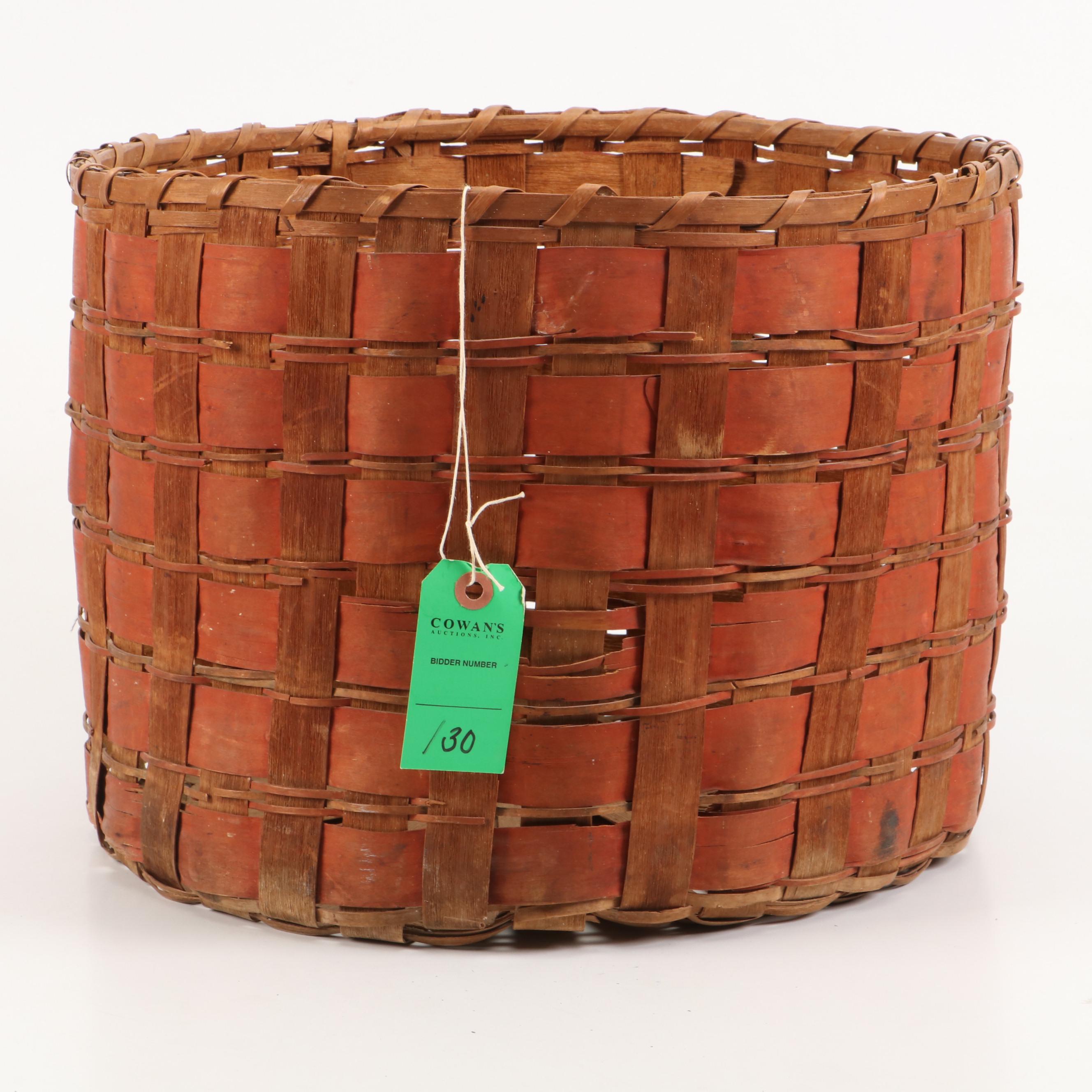Penobscot Style Split Wood Woven Basket