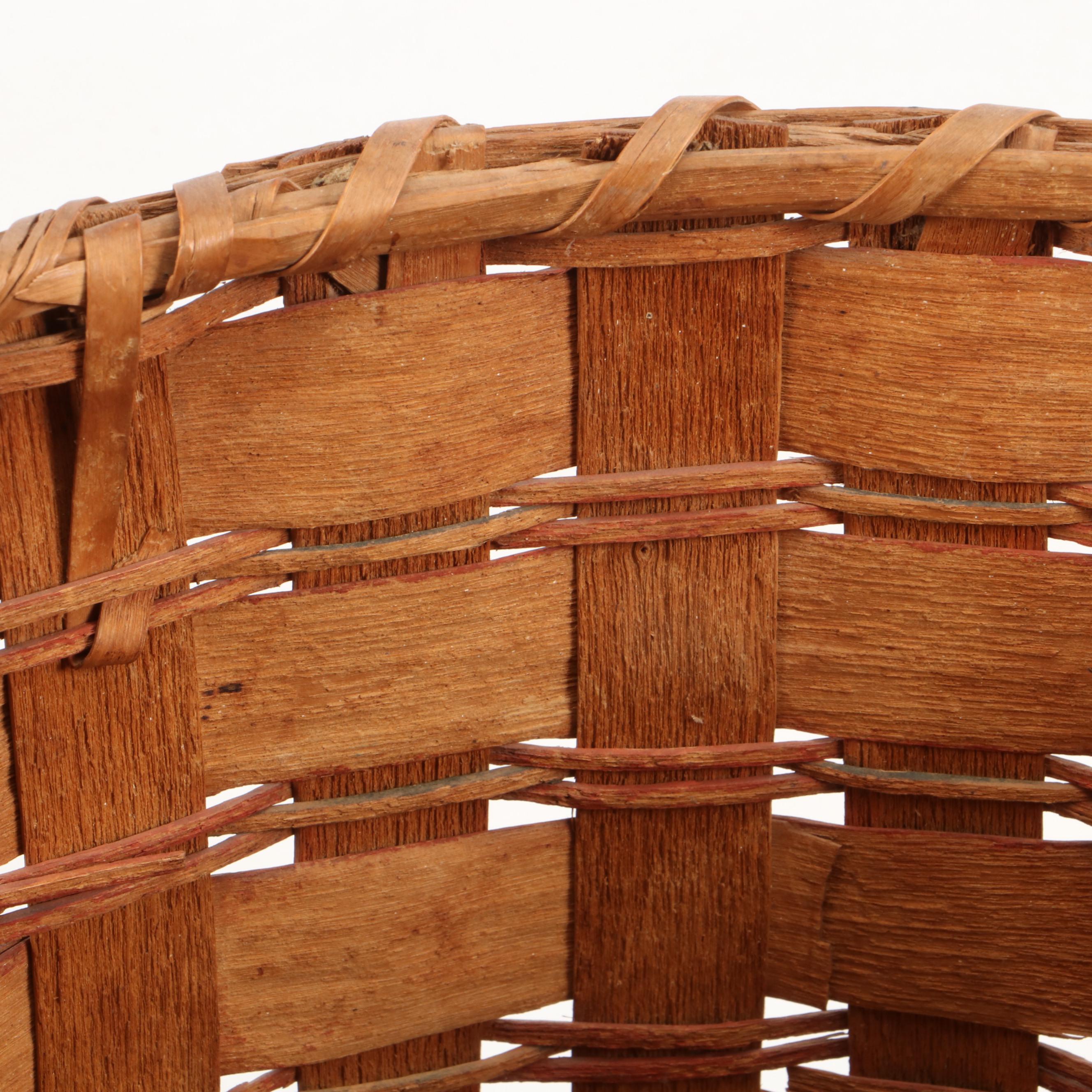 Penobscot Style Split Wood Woven Basket
