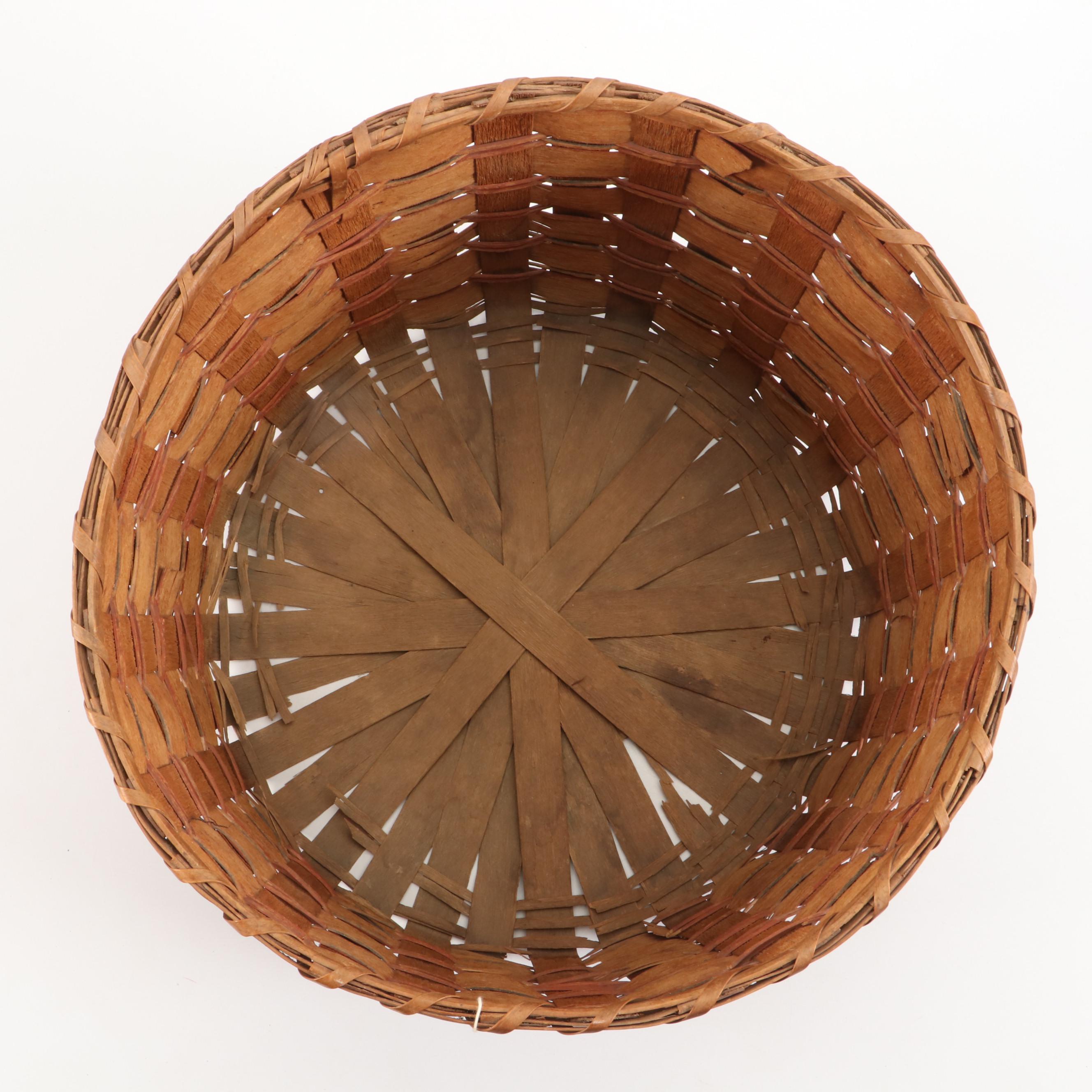 Penobscot Style Split Wood Woven Basket