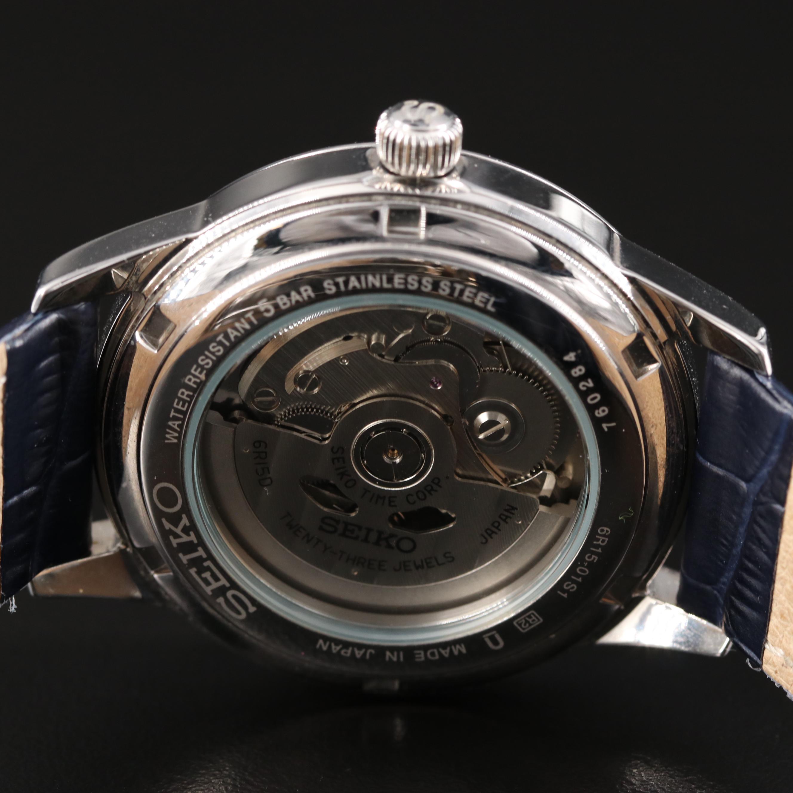 Seiko Blue 6R15 Steel 40mm Steel Automatic Watch