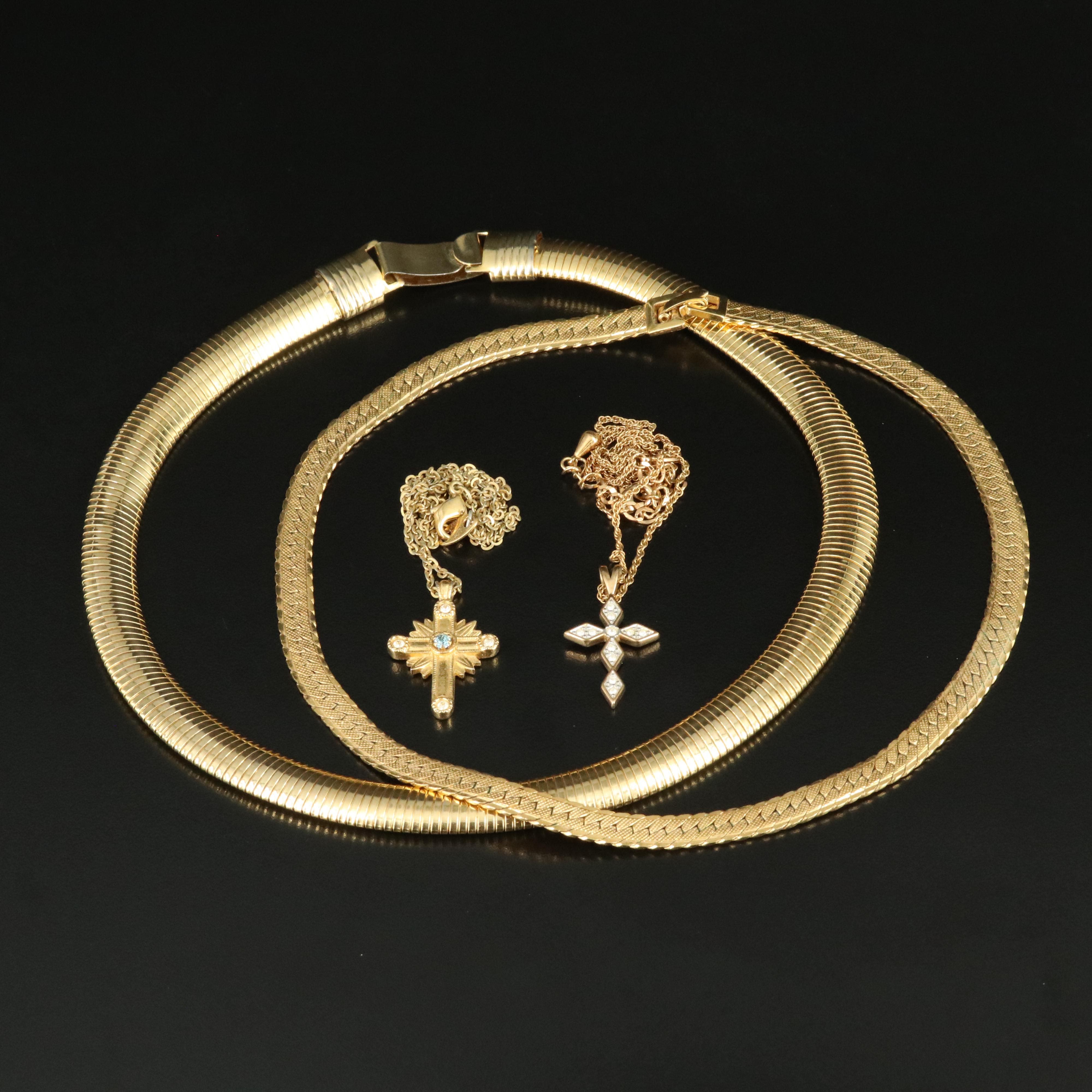 Assorted Necklaces Including MONET and AVON with Rhinestones