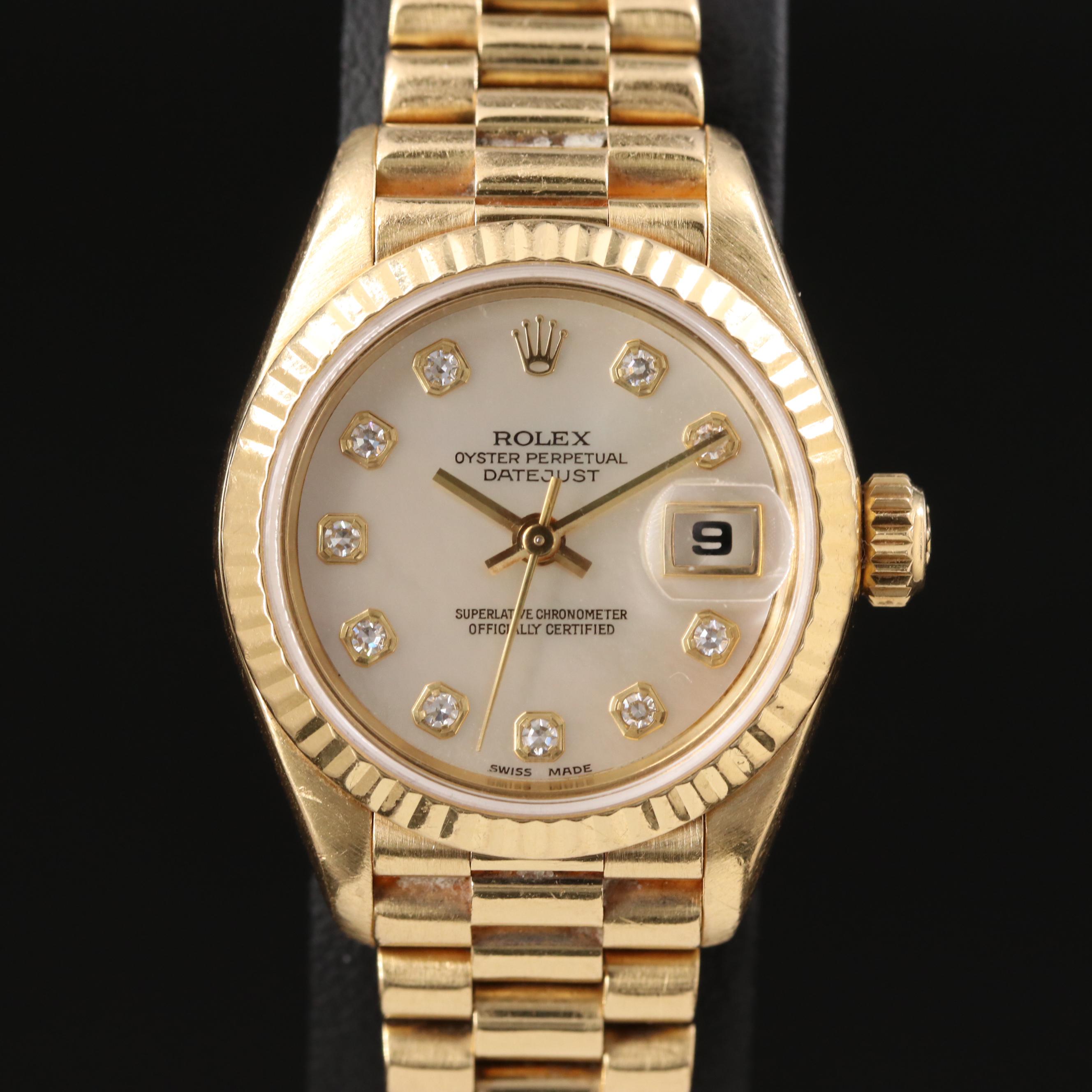 Rolex Datejust 69178 Custom Diamond Dial 18K Gold Automatic Watch
