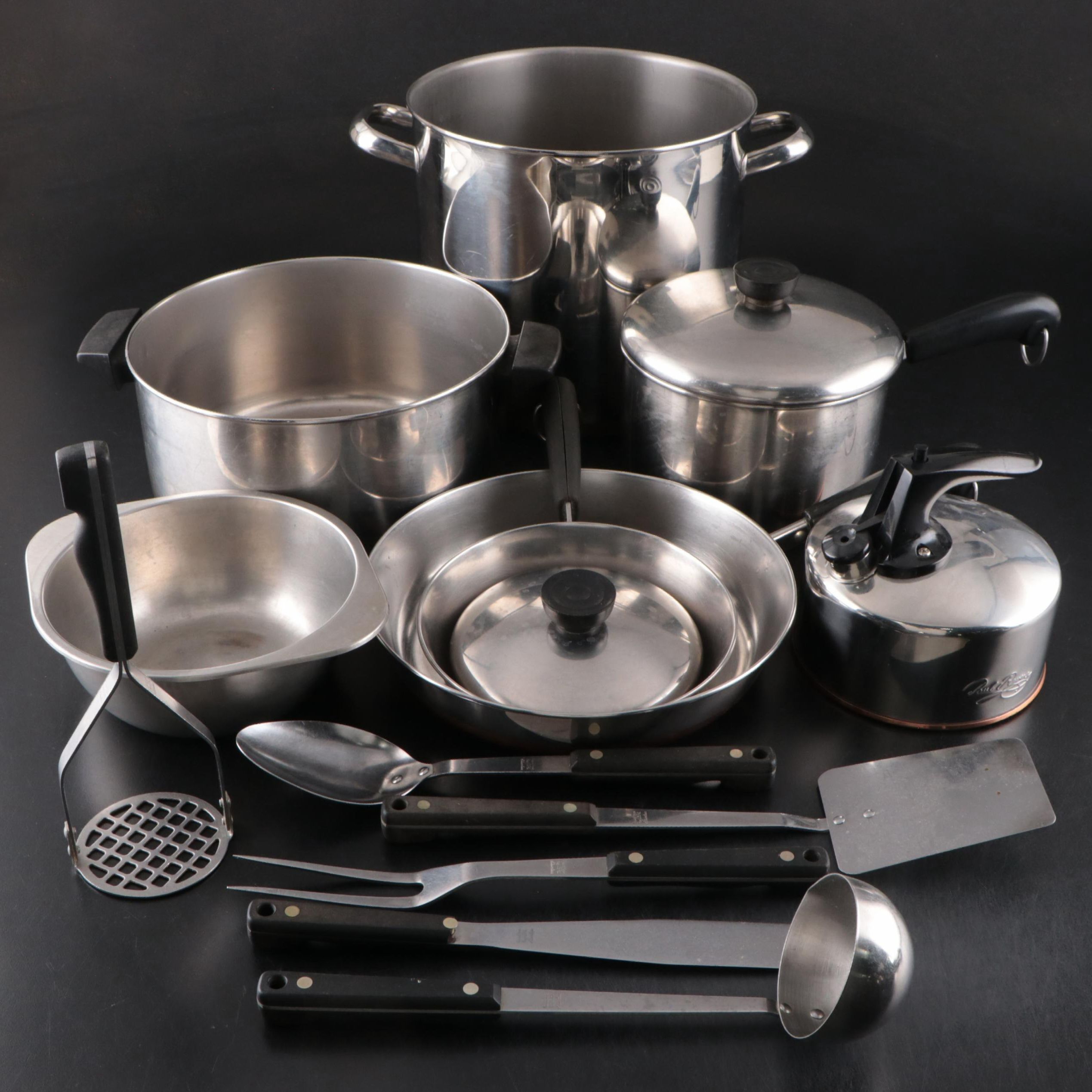 Paul Revere Ware Stainless Steel with Copper Base Cookware and Other Utensils