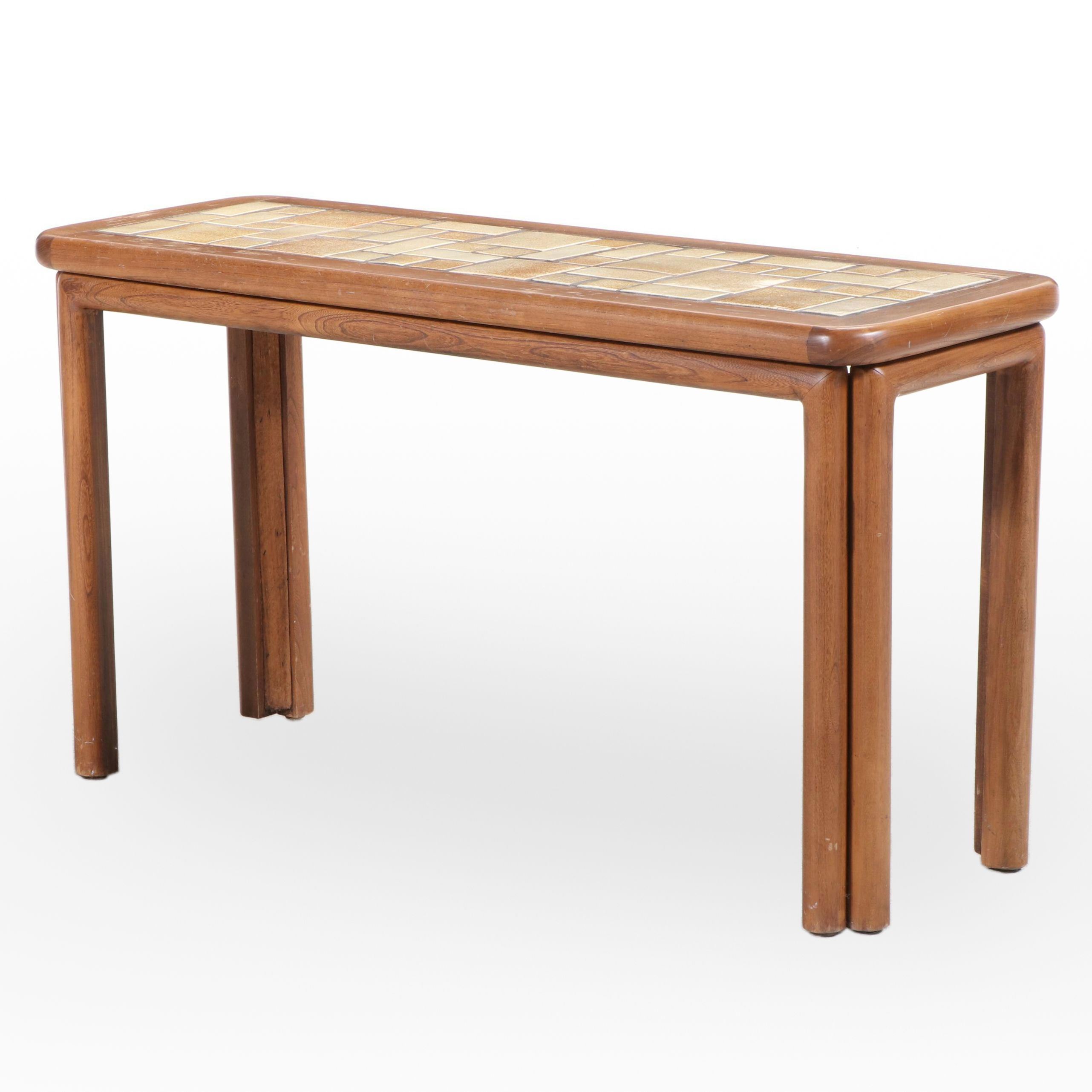 Modernist Ash and Tile Top Console Table, Late 20th Century