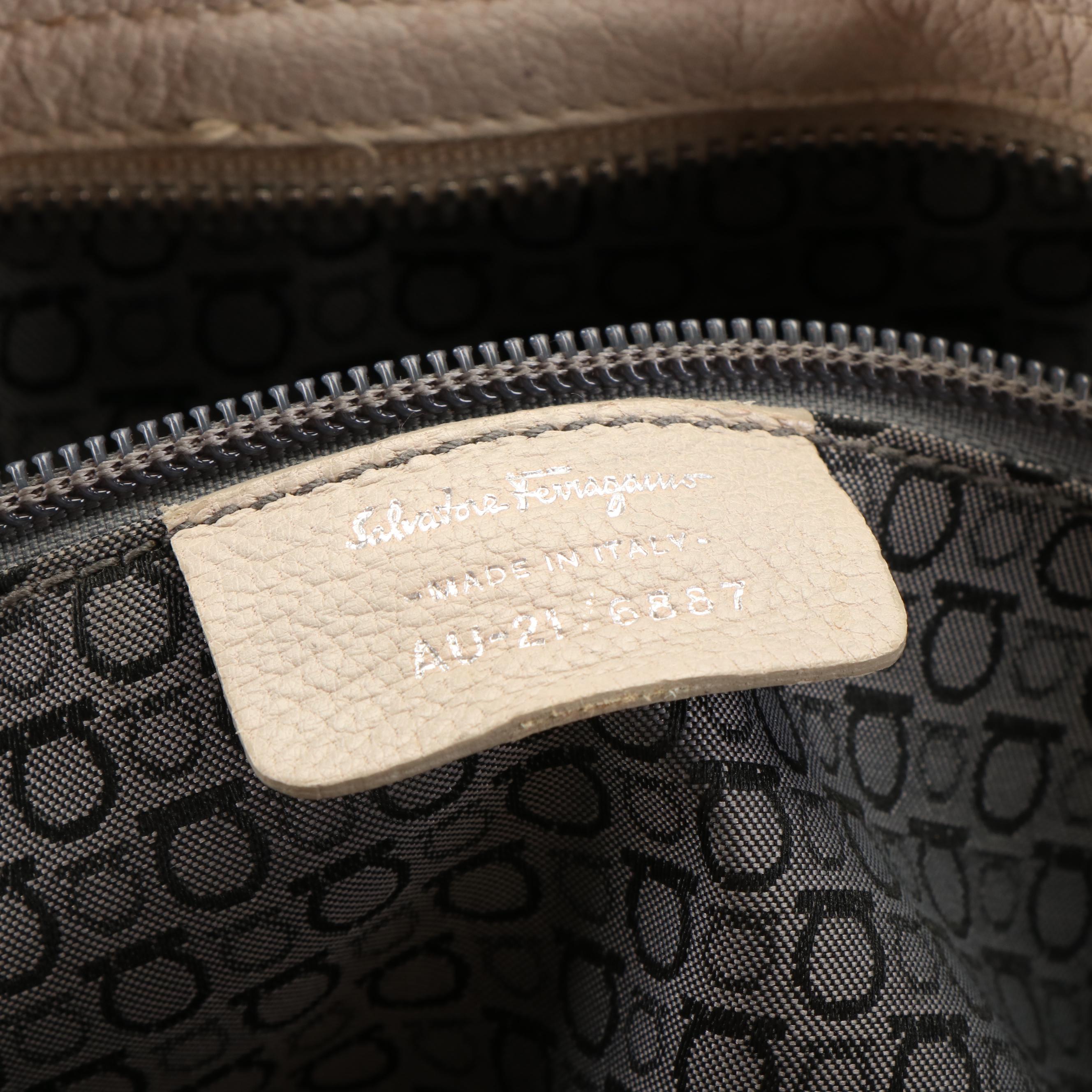 Salvatore Ferragamo Gancini Shoulder Bag in Iceberg Pebbled Leather