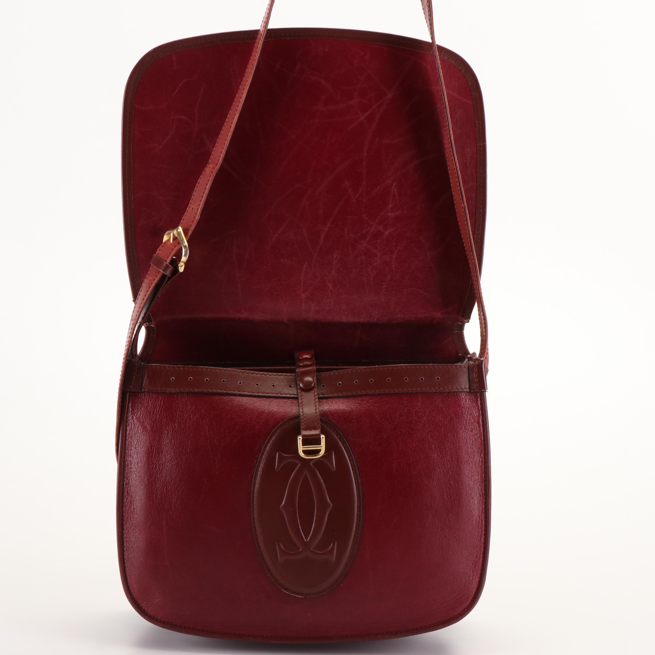 Cartier Must de Cartier Burgundy Saddle Shoulder Bag
