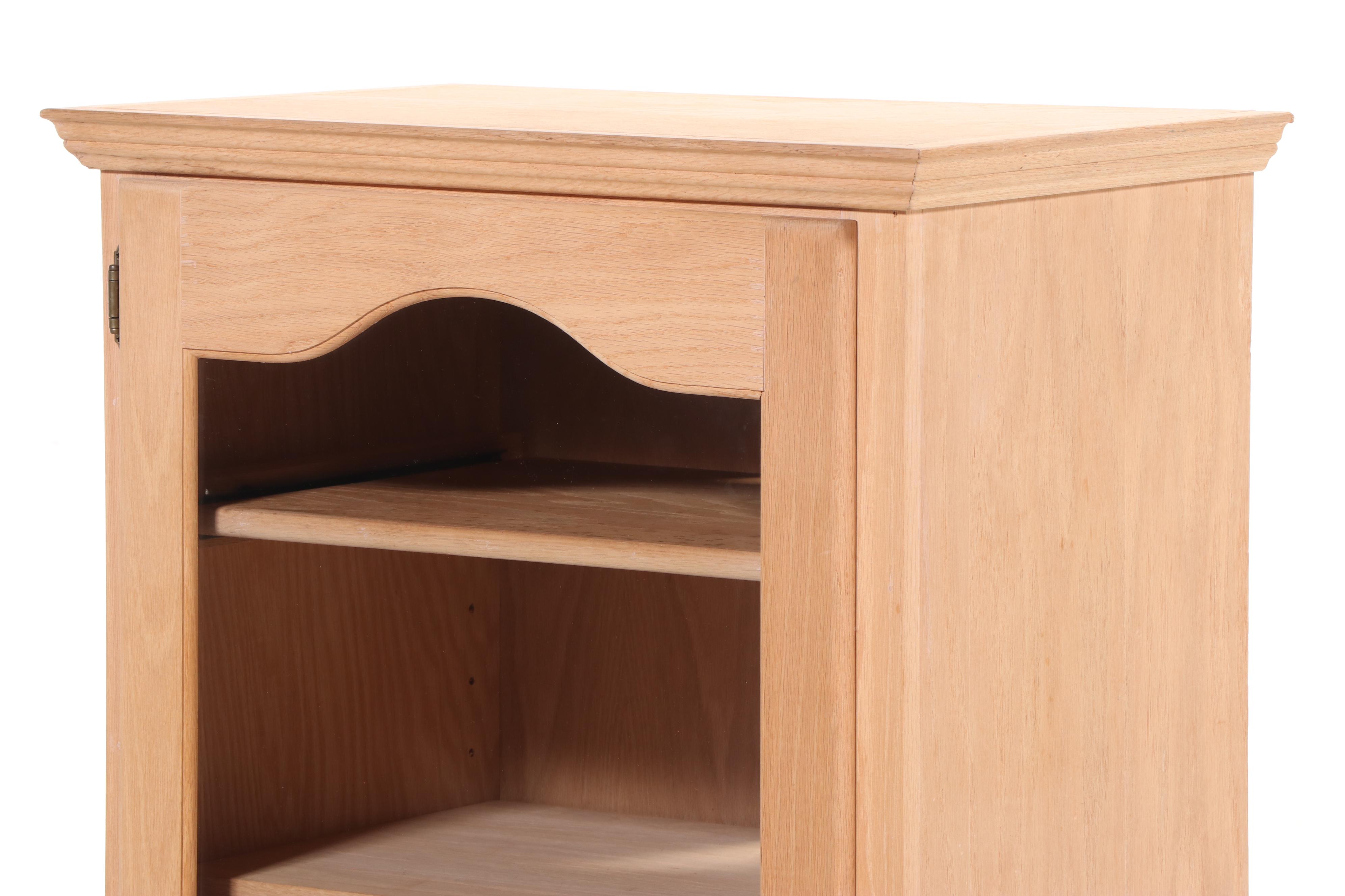 Custom-Made Glass Front Oak Media Cabinet