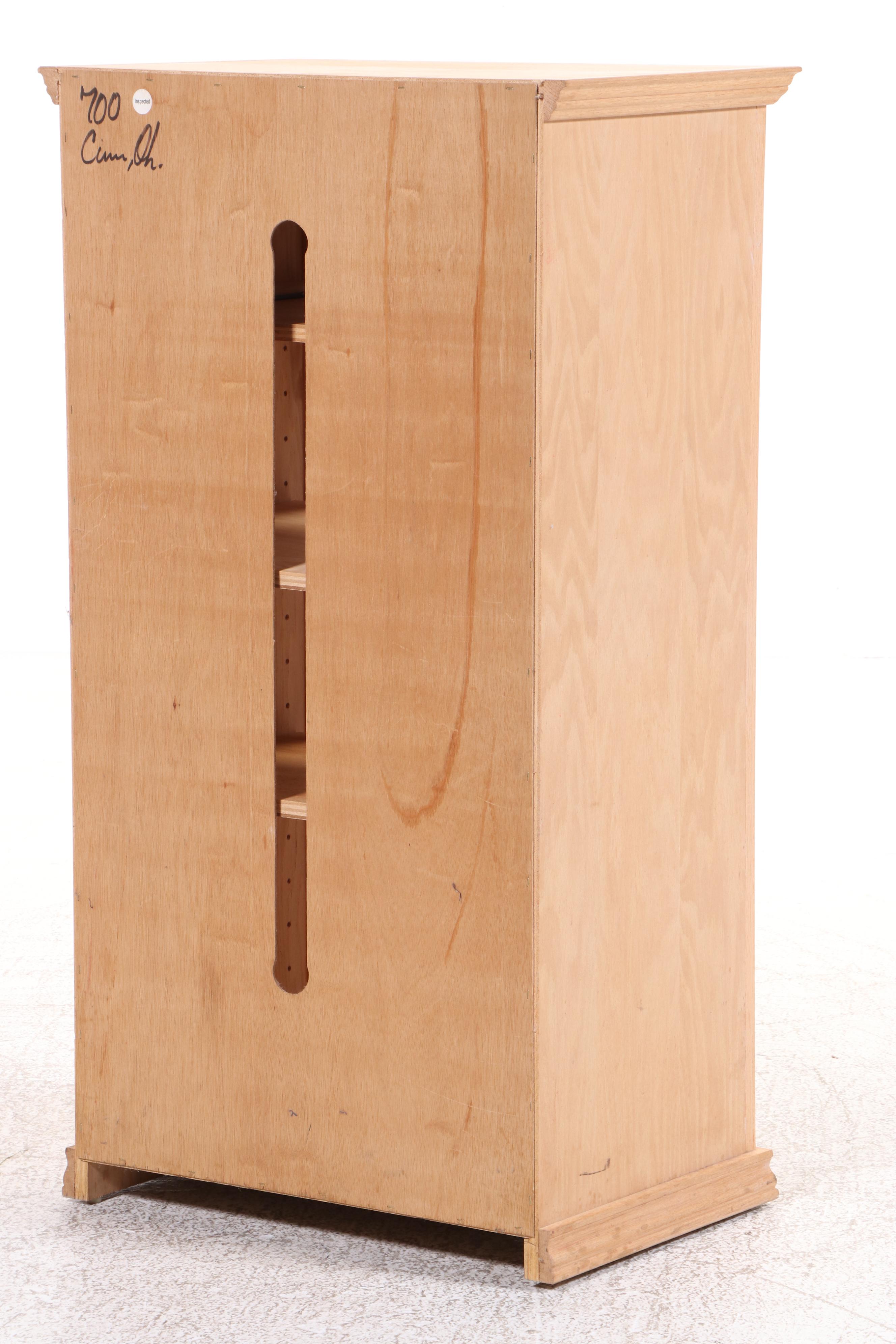 Custom-Made Glass Front Oak Media Cabinet