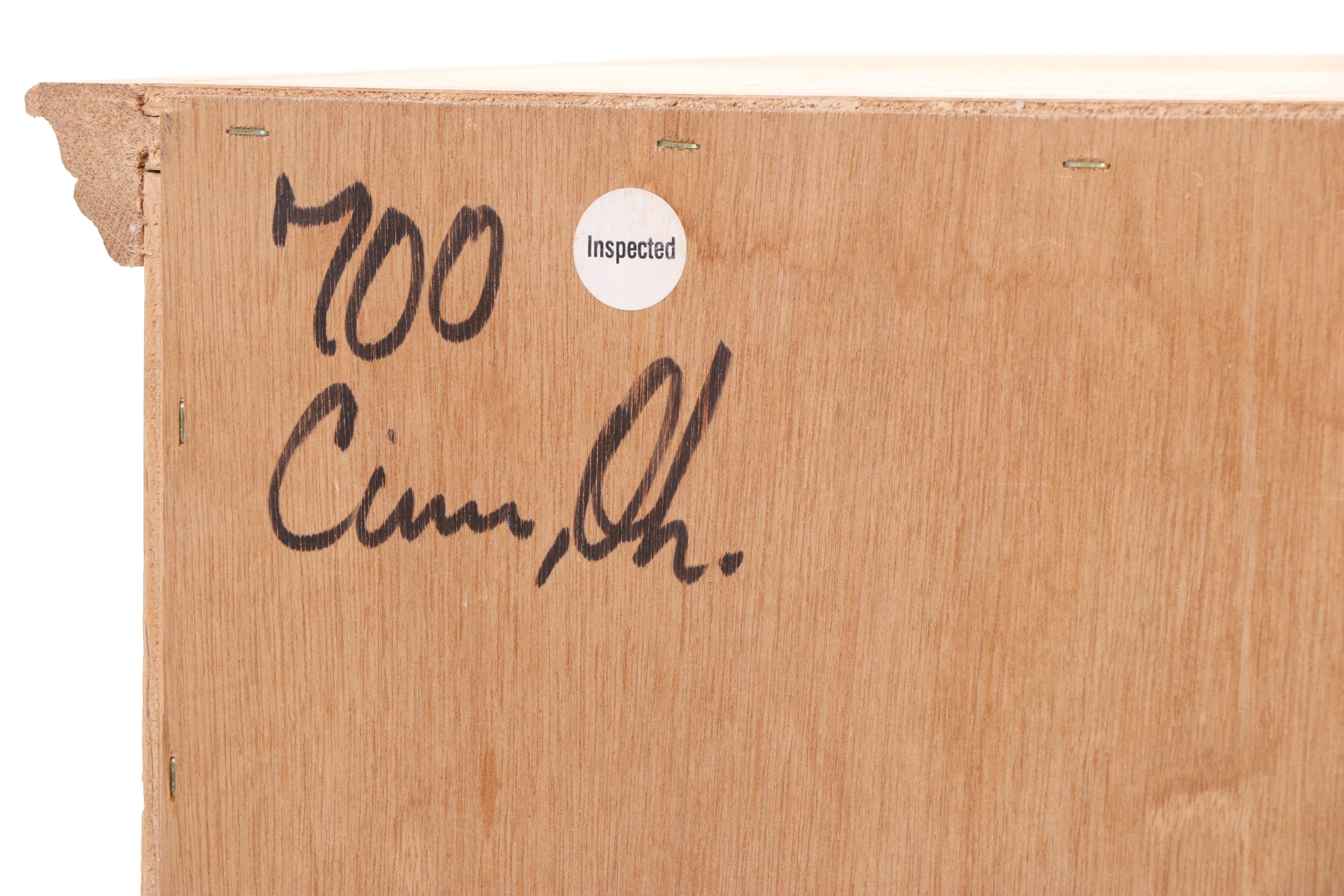 Custom-Made Glass Front Oak Media Cabinet