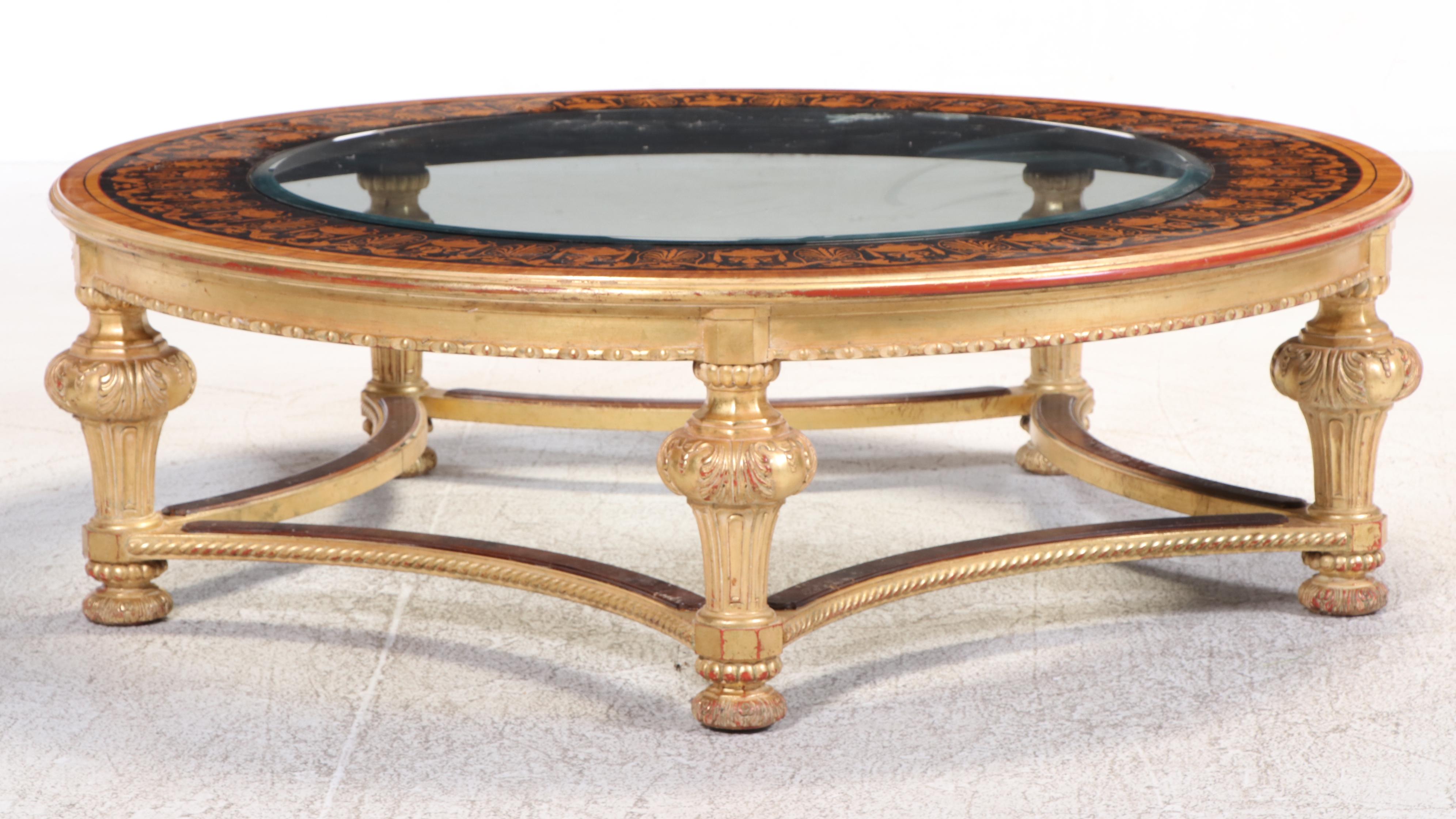 Rho Mobili D'Epoca Empire Style Ebony, Parcel-Gilt, and Marquetry Coffee Table
