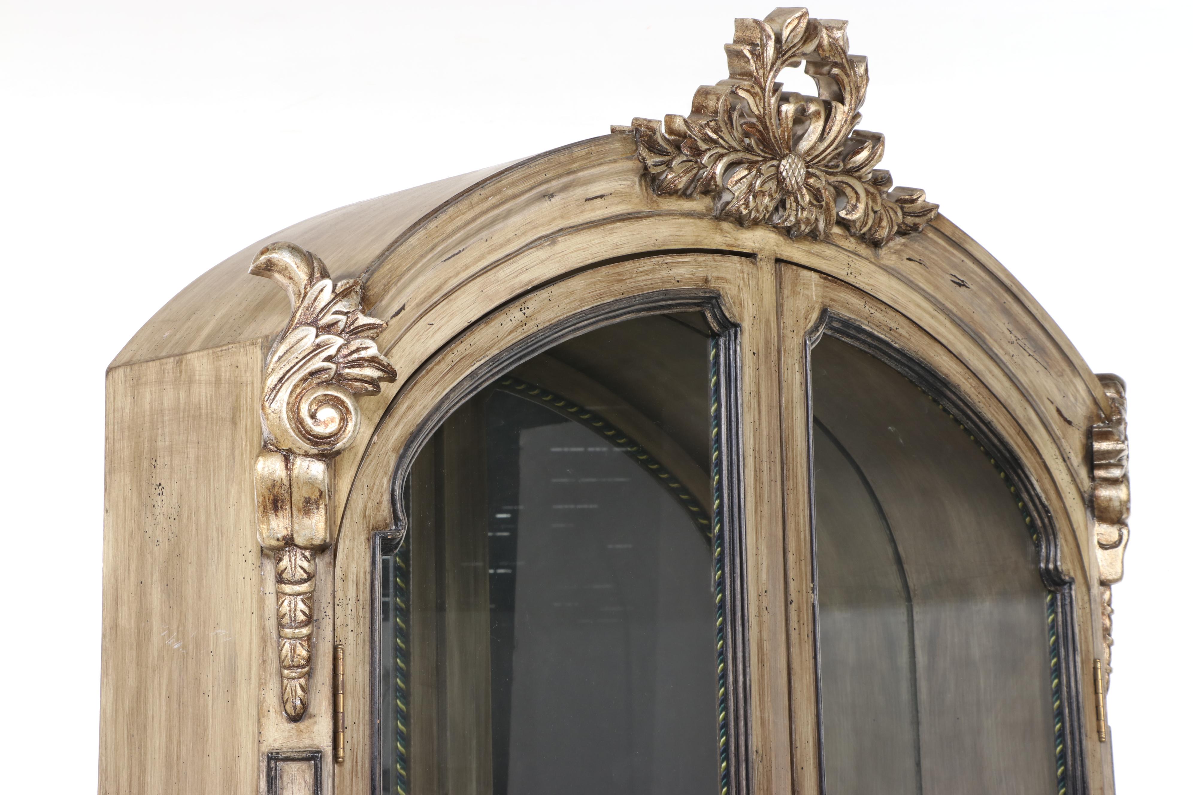 Rococo Style Painted Wood Secretary Desk with Hutch