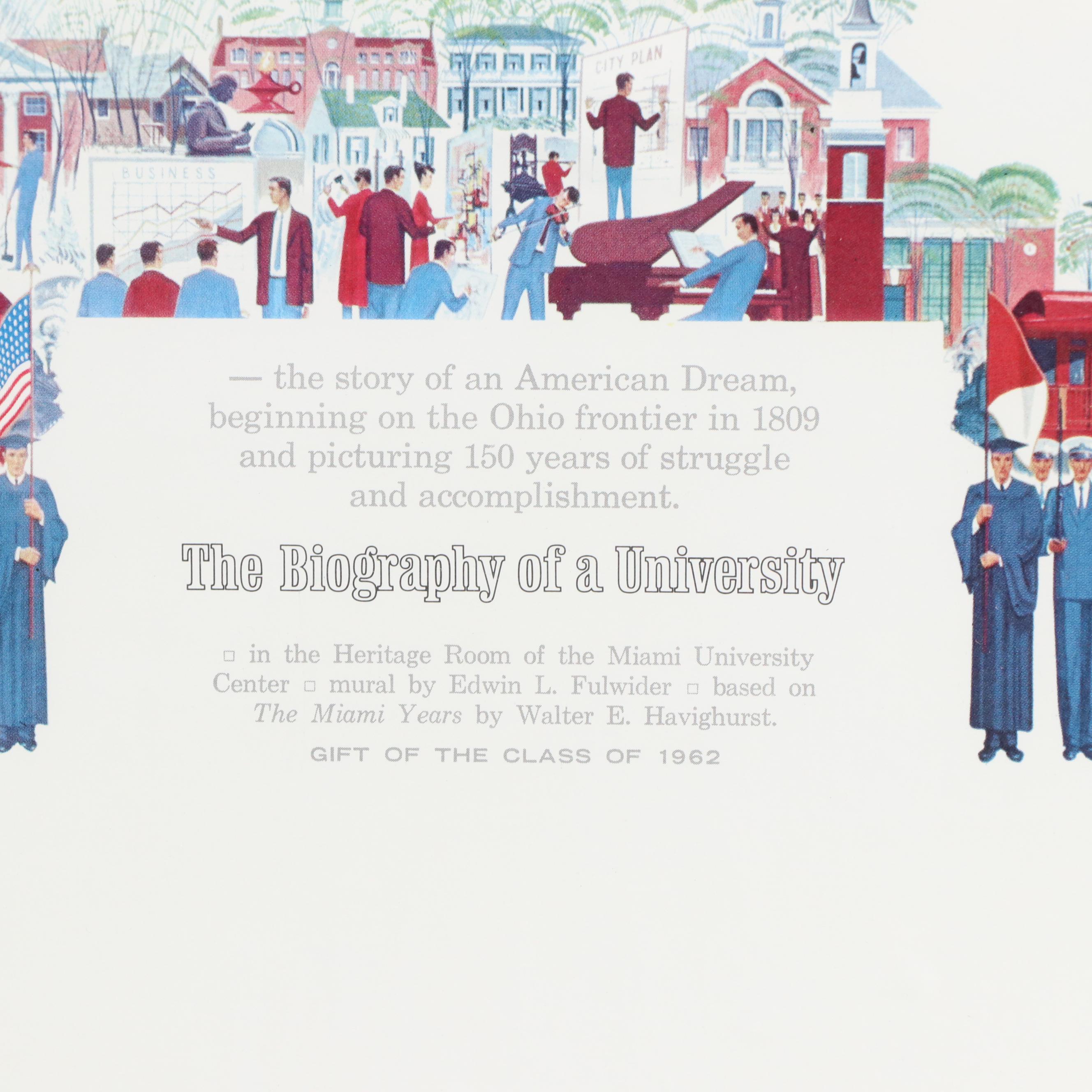 Miami University Commemorative Offset Lithograph "The Miami Years," Circa 1962