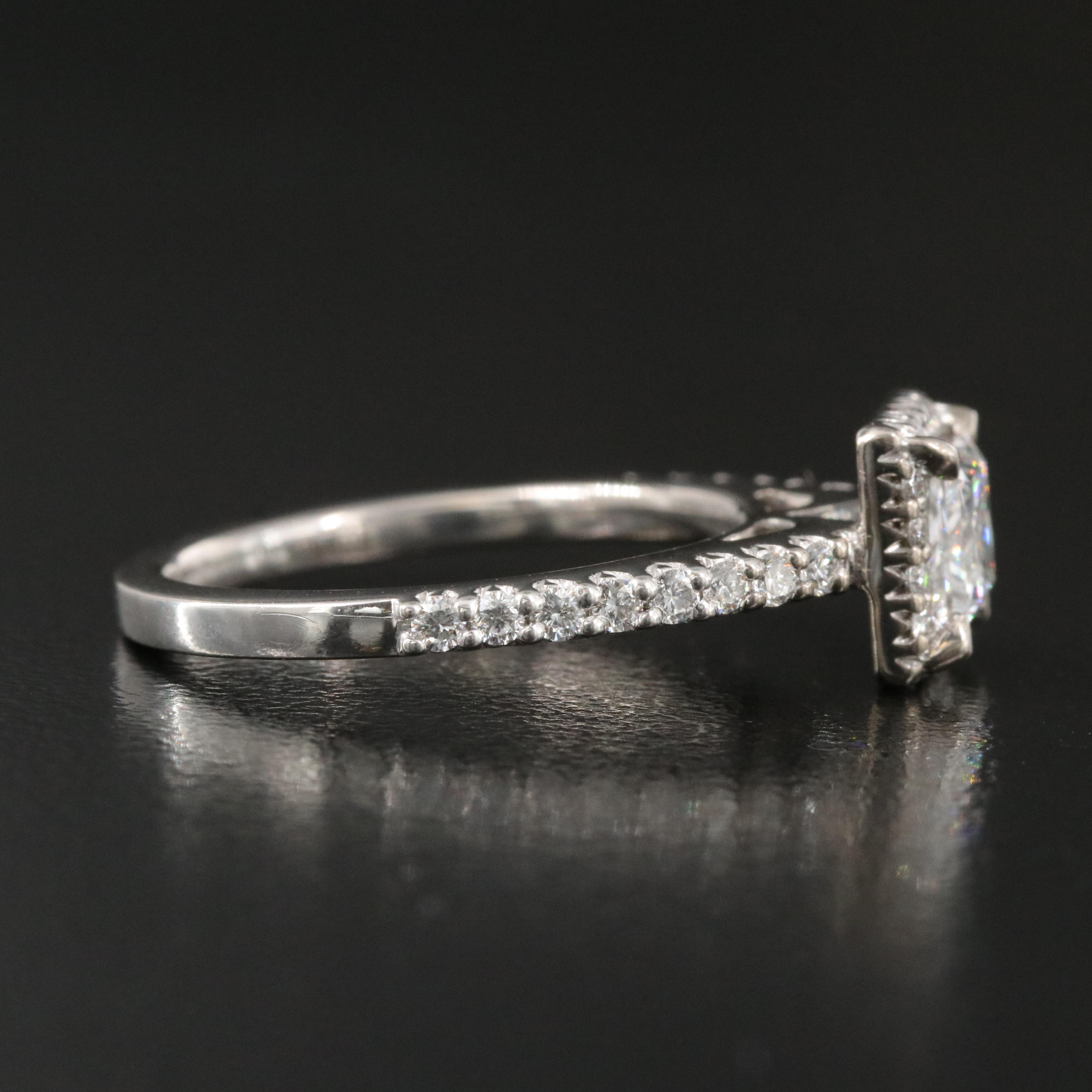 Ritani 18K 1.30 CTW Diamond Ring with Square Halo and GIA Diamond