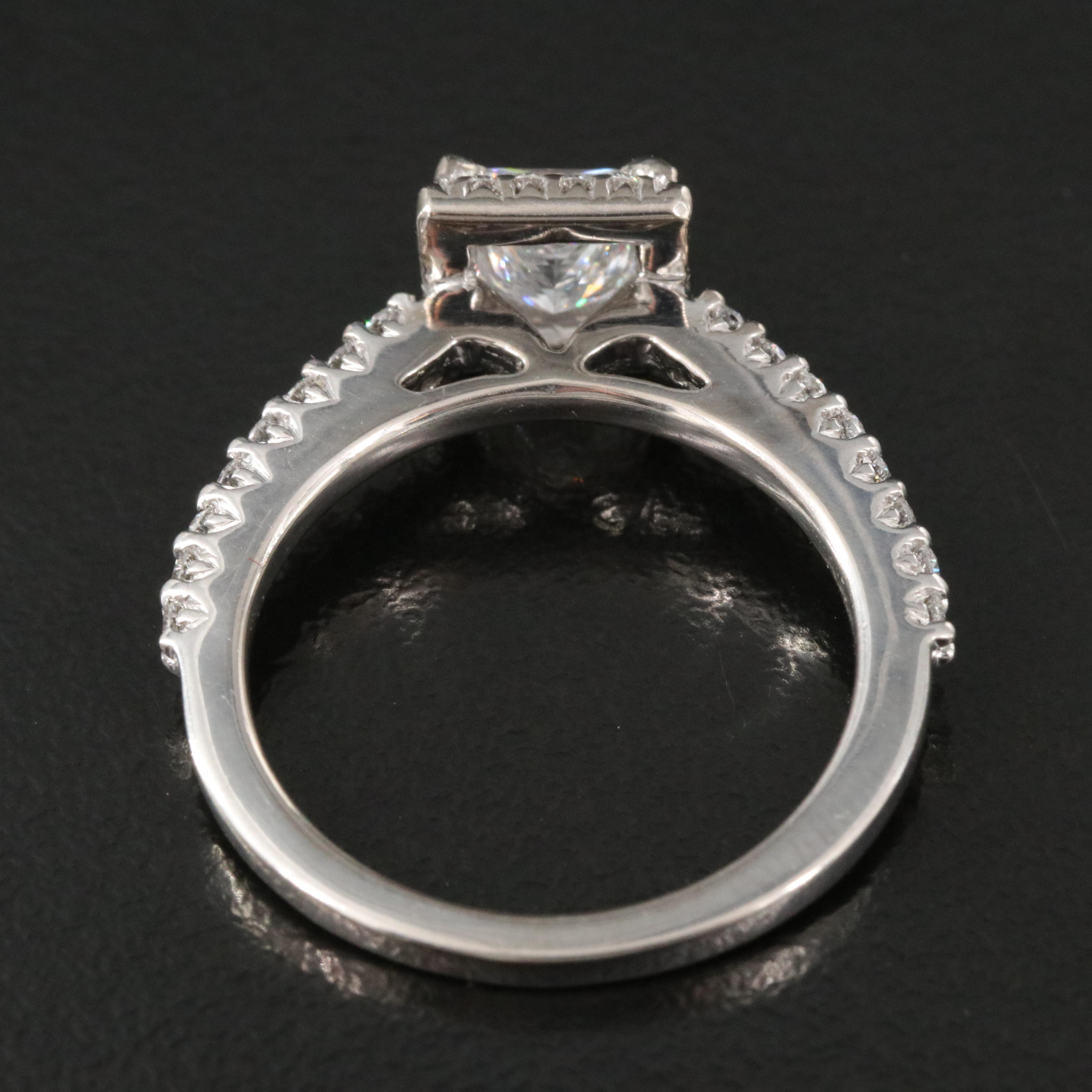 Ritani 18K 1.30 CTW Diamond Ring with Square Halo and GIA Diamond