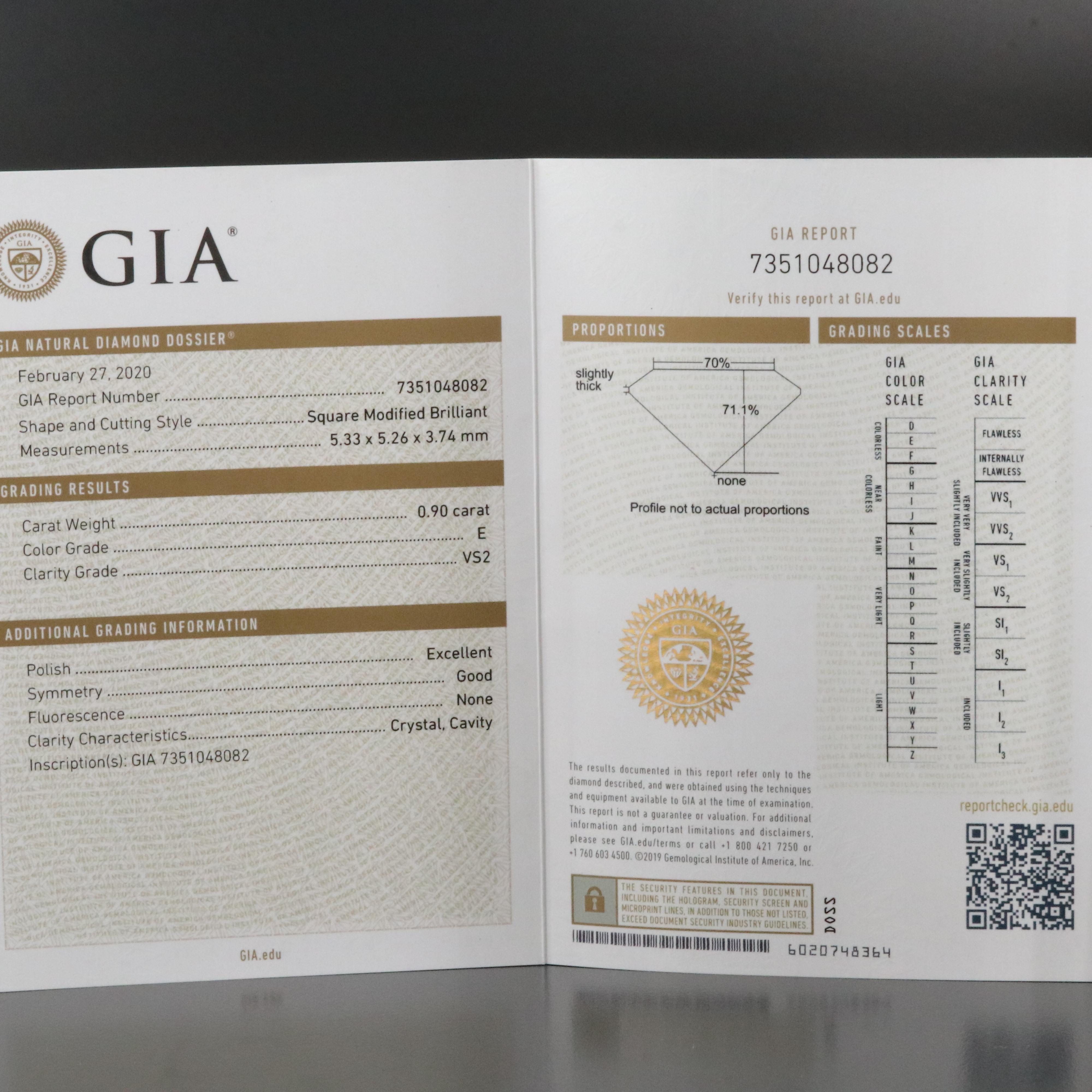 Ritani 18K 1.30 CTW Diamond Ring with Square Halo and GIA Diamond