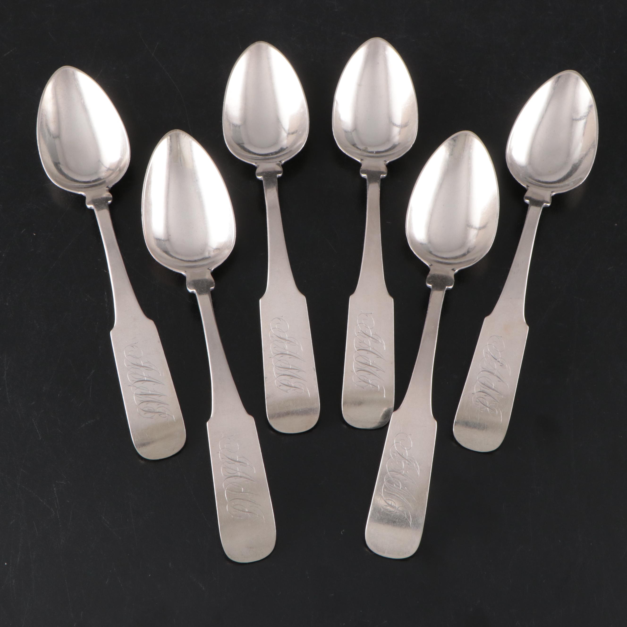 Coin Silver Place Spoons Set, Antique