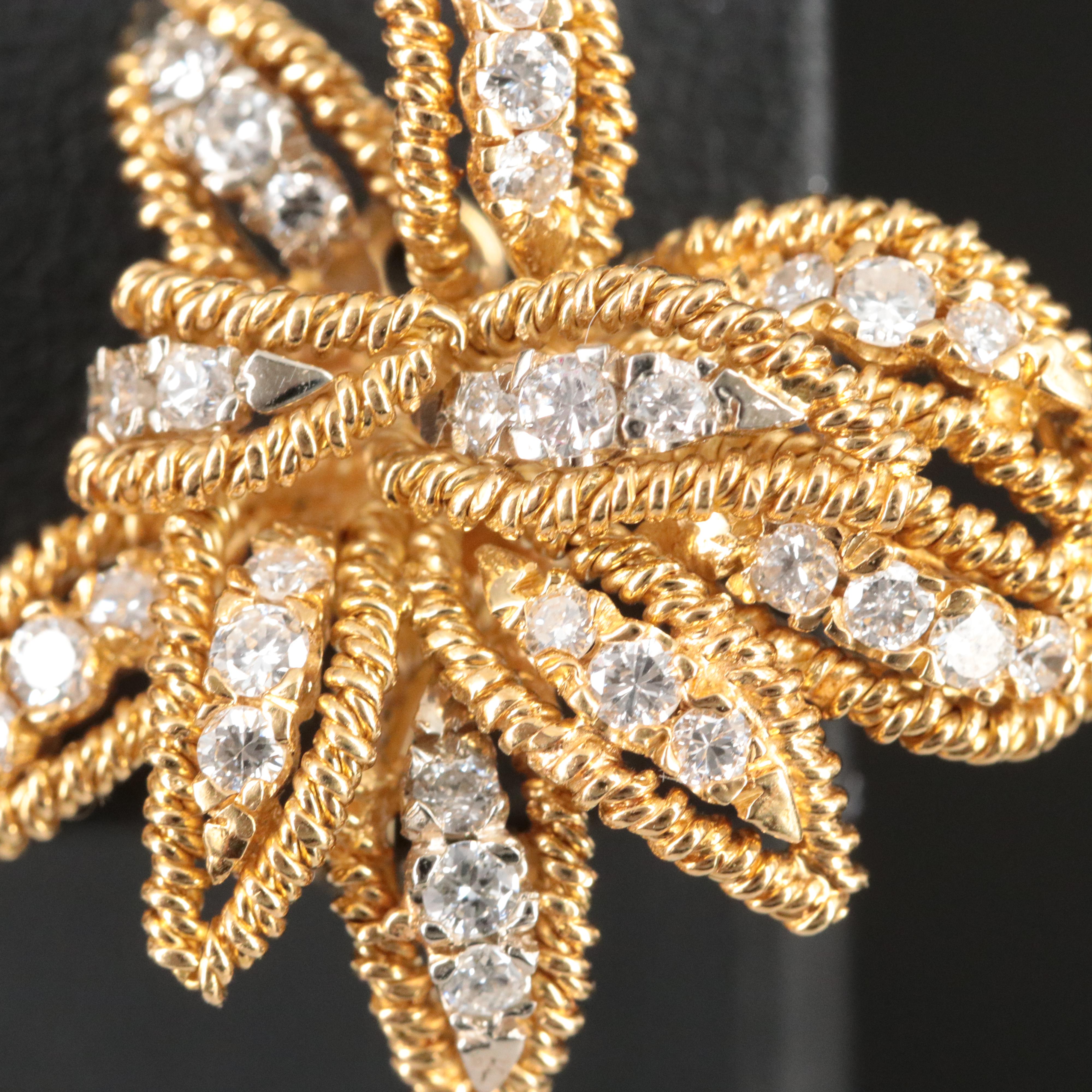 1960s 18K 1.76 CTW Diamond Spray Earrings