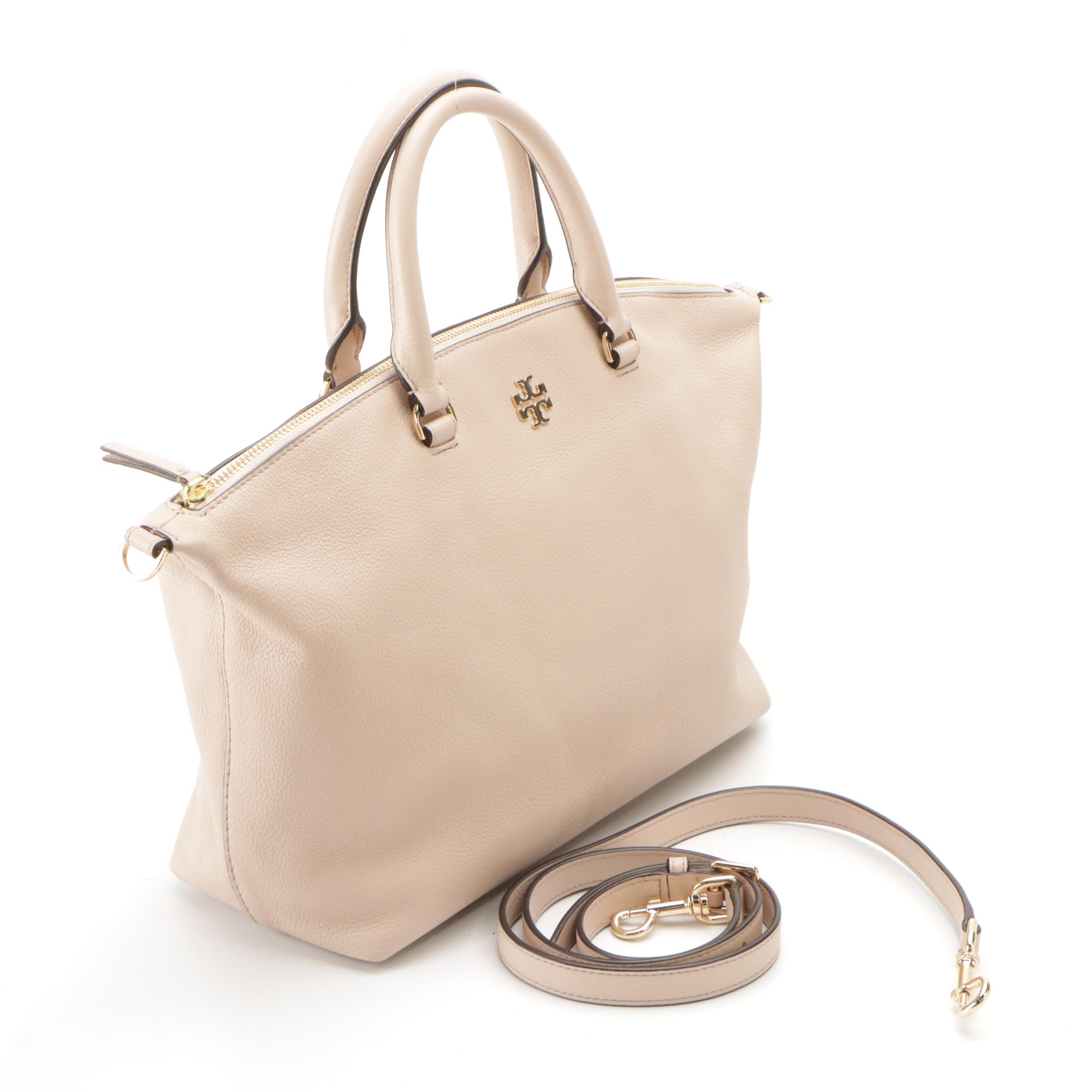 Tory Burch Frida Two-way Satchel in Blush Soft Pebbled Leather