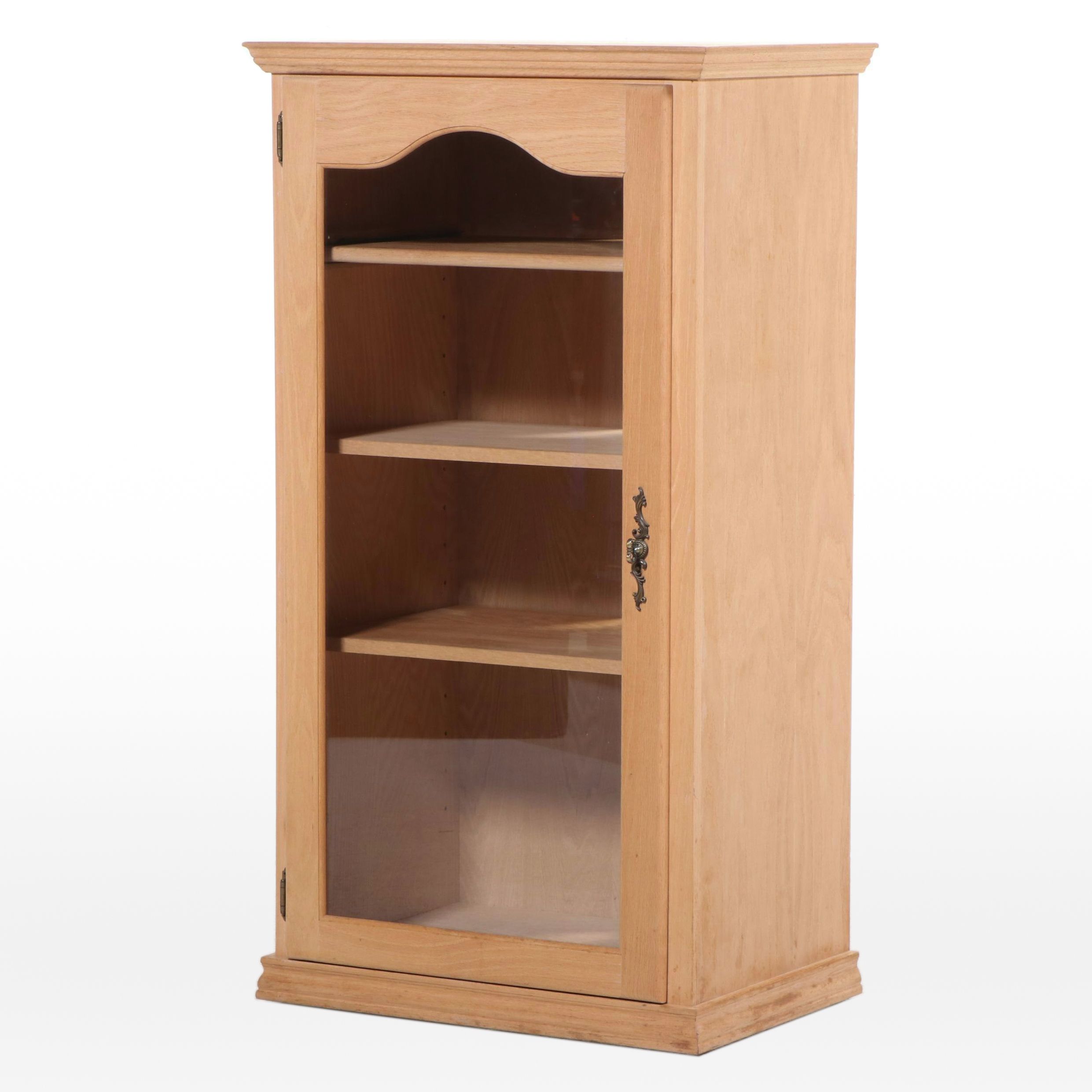 Custom-Made Glass Front Oak Media Cabinet