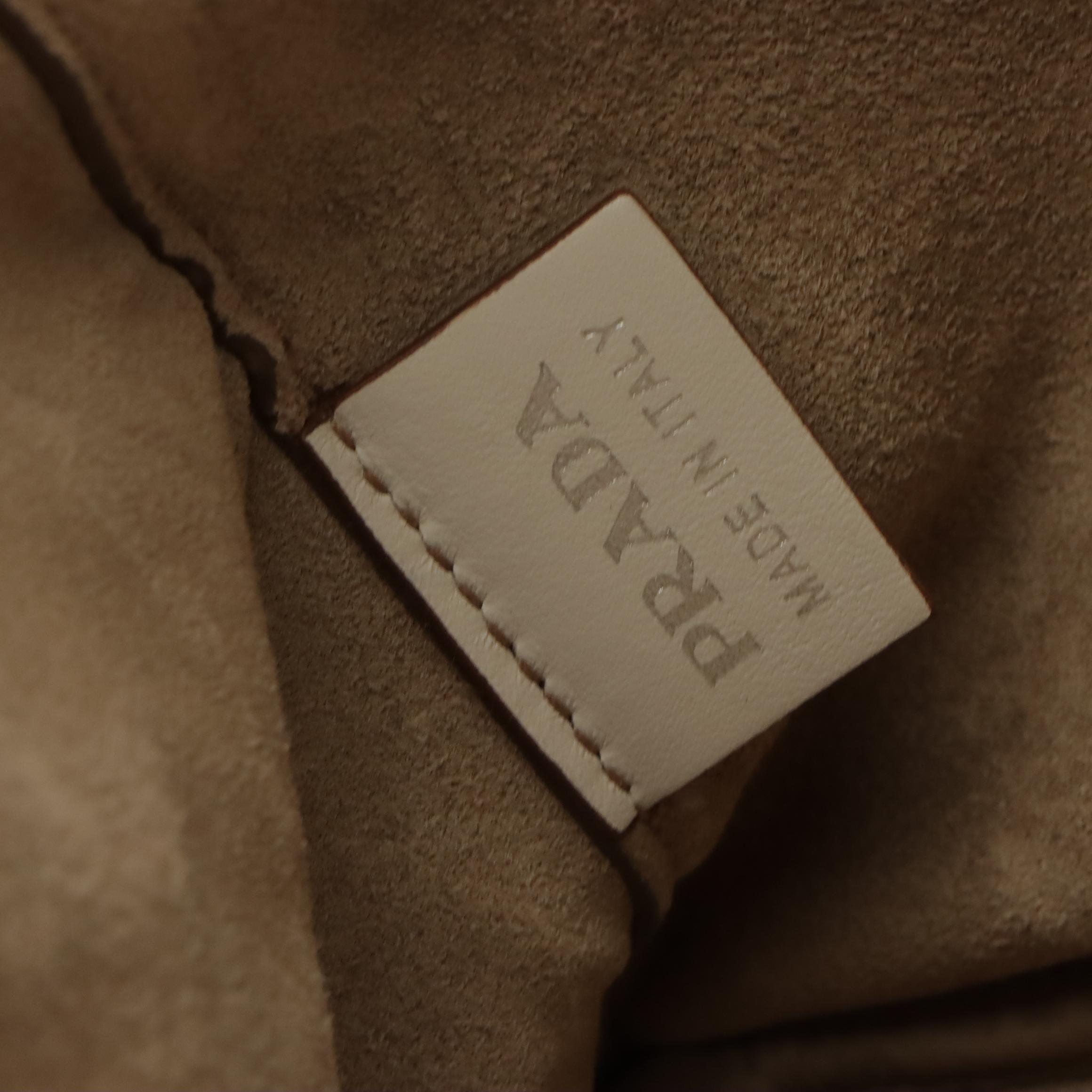 Prada Double-Zip Top Handle Tote in Grommet Embellished White Leather