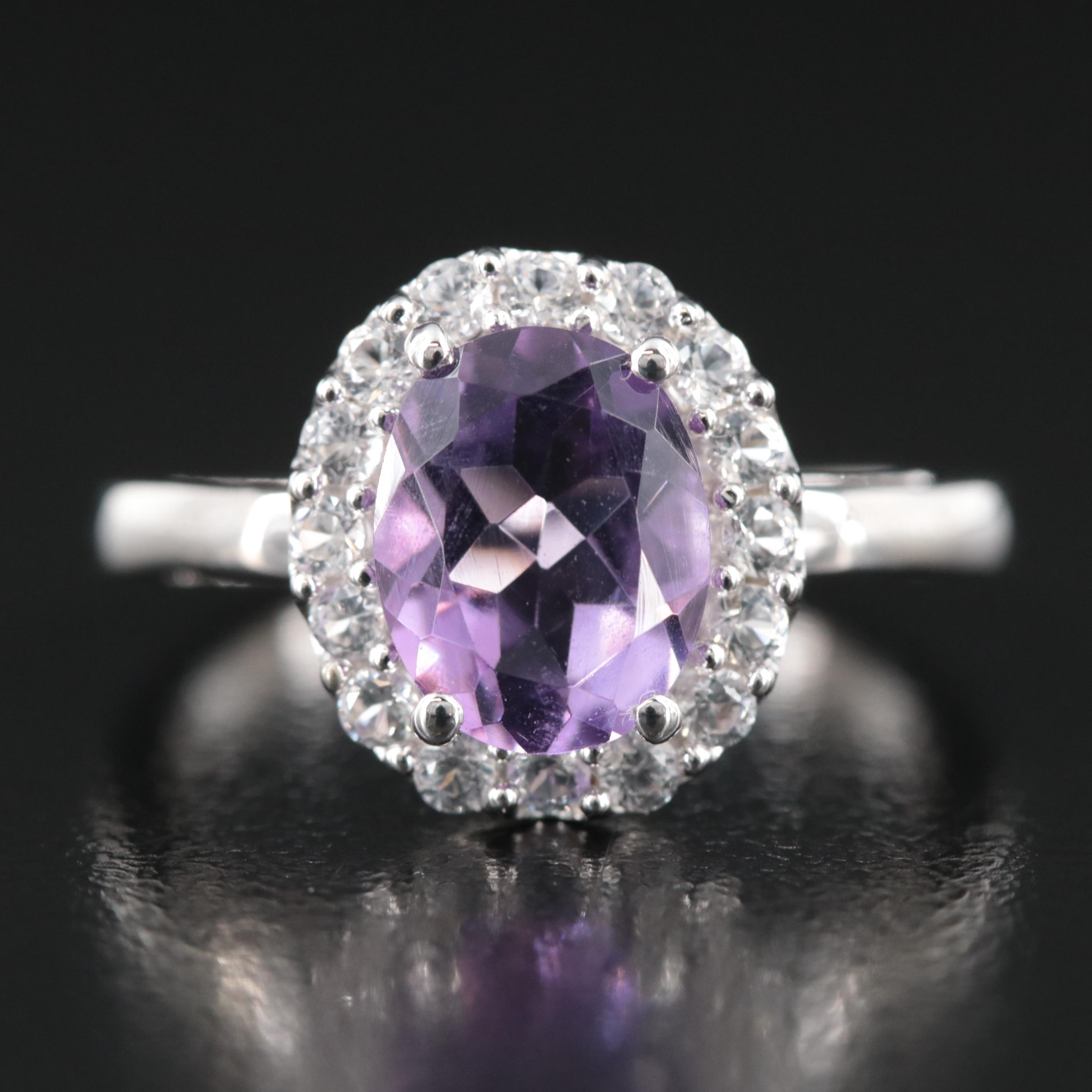 Sterling Amethyst and White Sapphire Ring