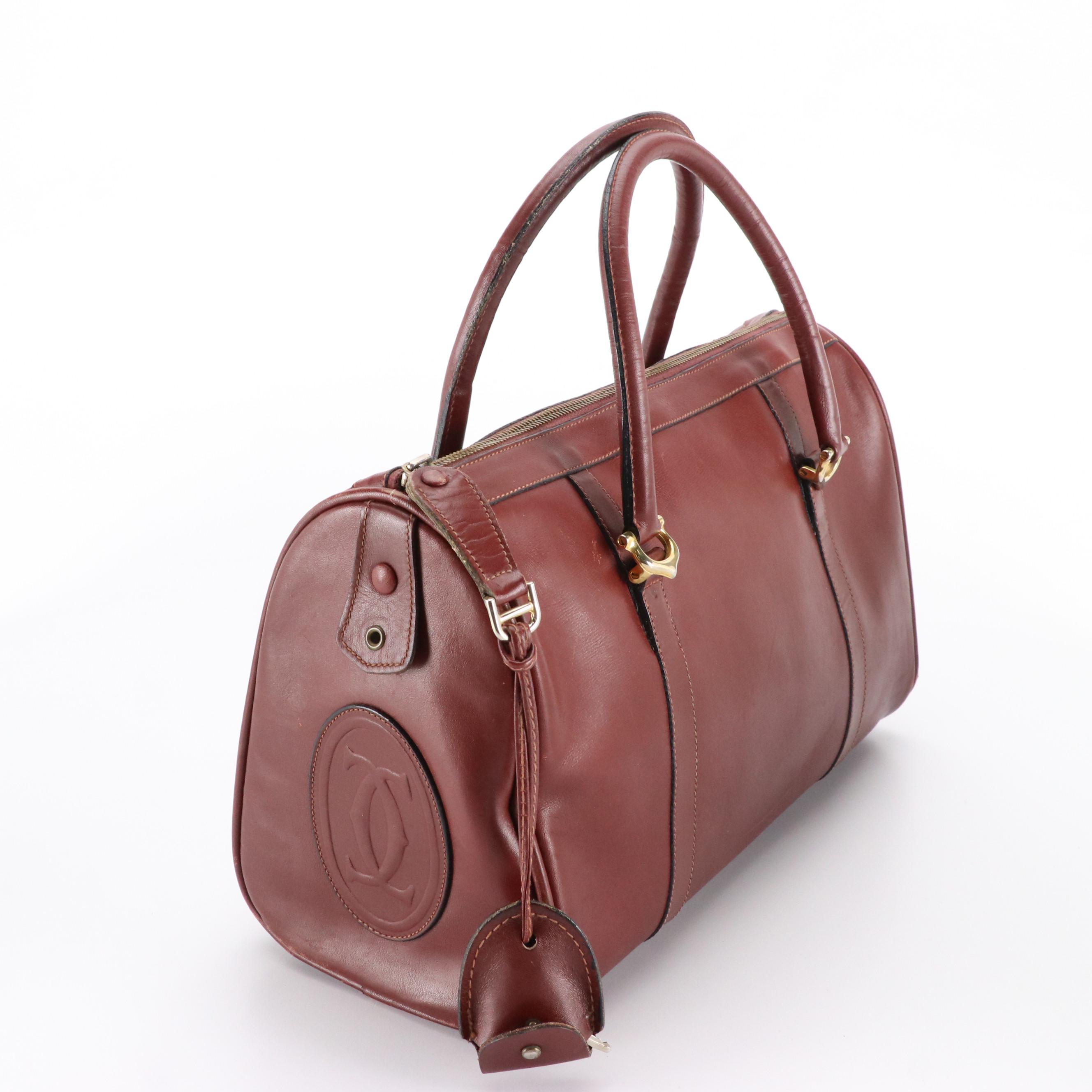 Cartier Les Must de Cartier Boston Travel Bag in Burgundy Leather