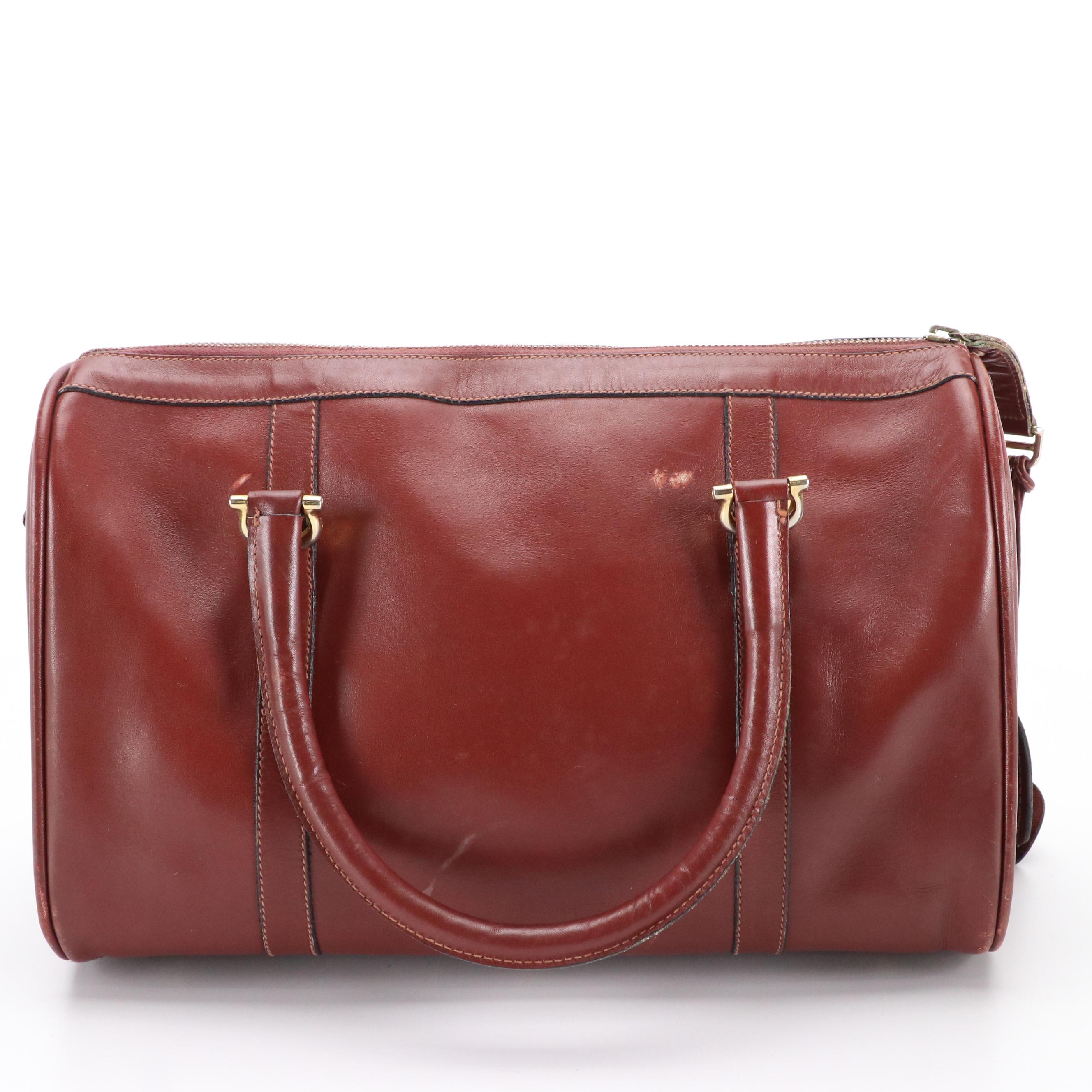 Cartier Les Must de Cartier Boston Travel Bag in Burgundy Leather