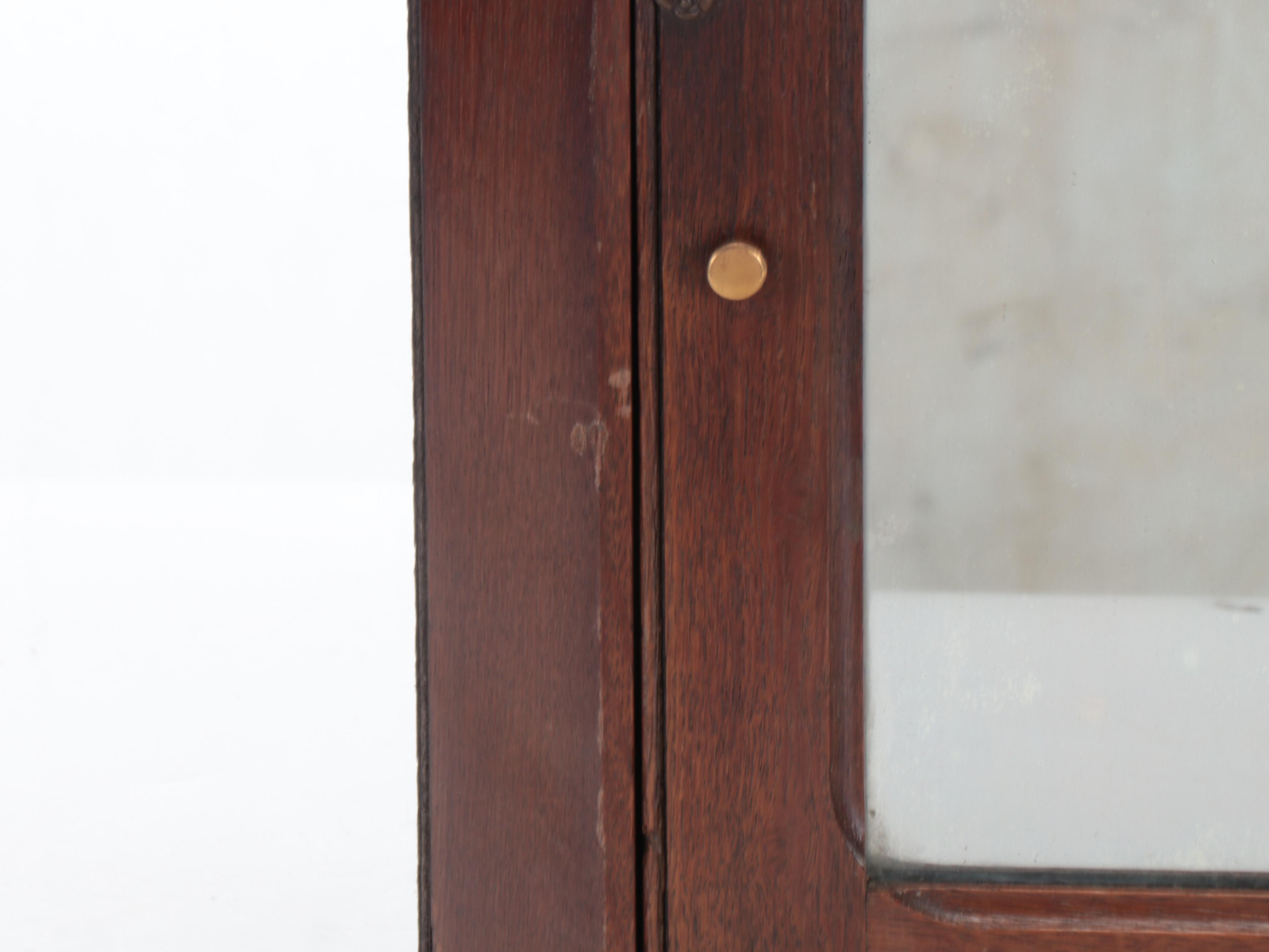 American Primitive Mirrored Oak Wall Mount Corner Cabinet