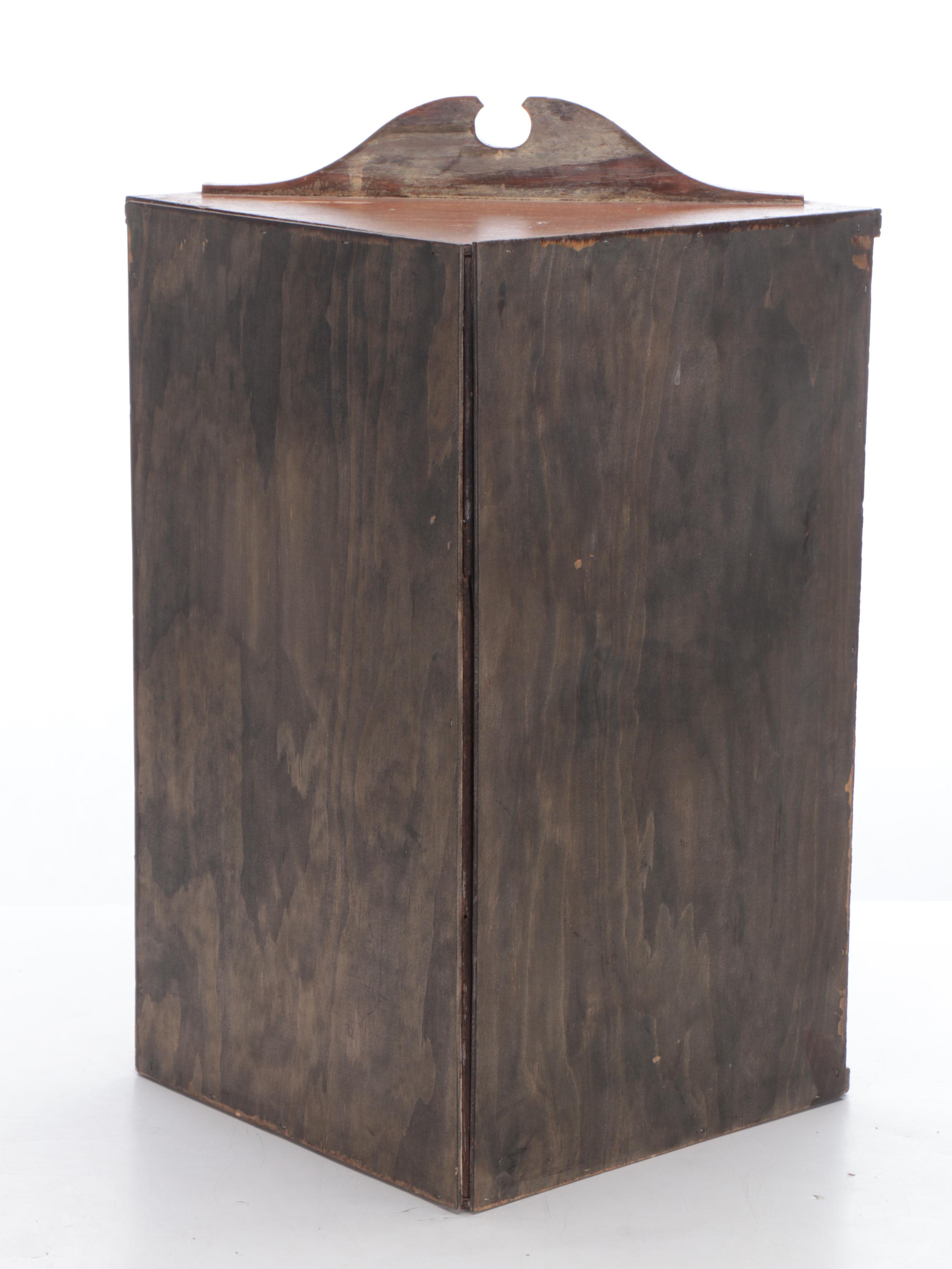 American Primitive Mirrored Oak Wall Mount Corner Cabinet