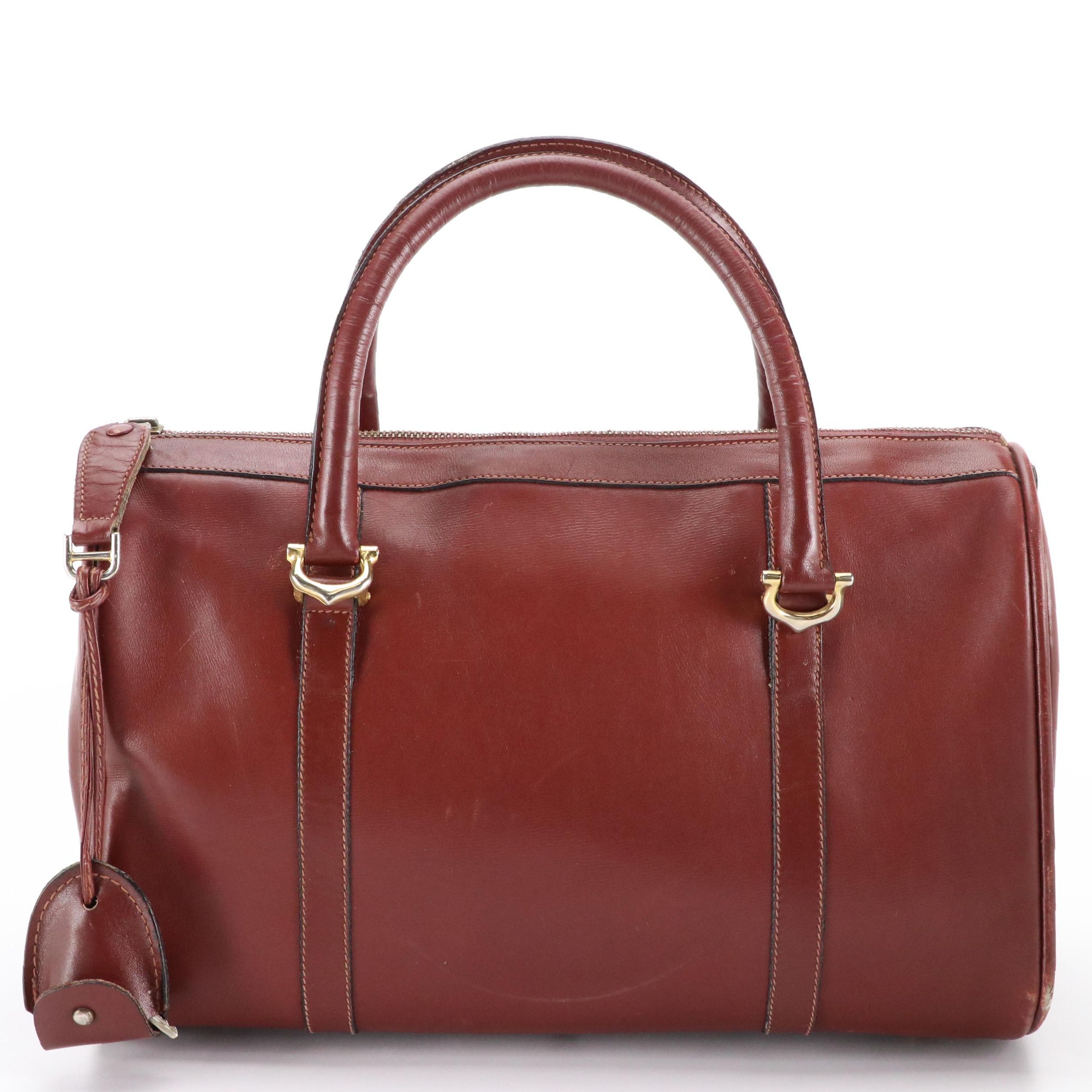 Cartier Les Must de Cartier Boston Travel Bag in Burgundy Leather