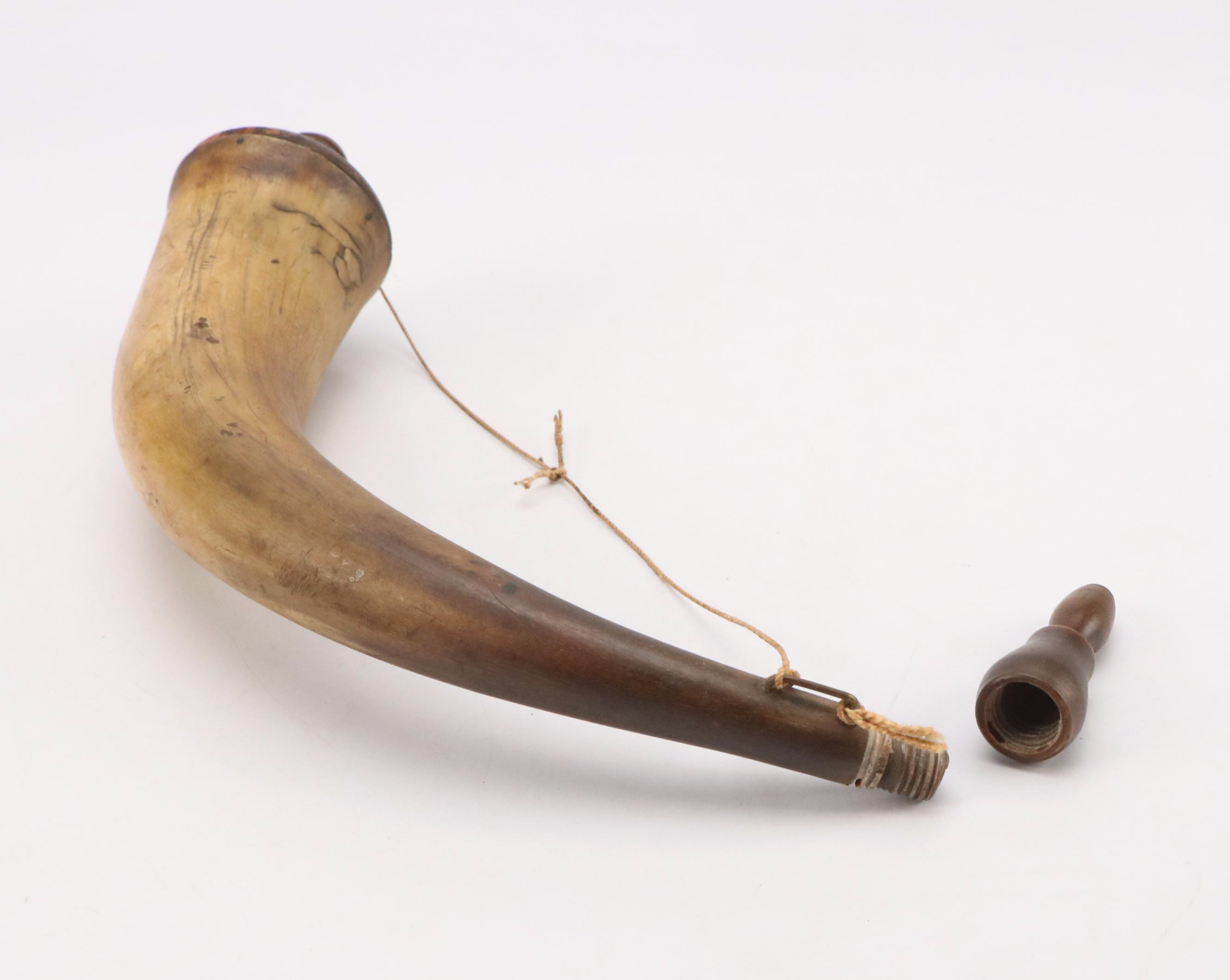 American Powder Horn with Stopper, 19th Century