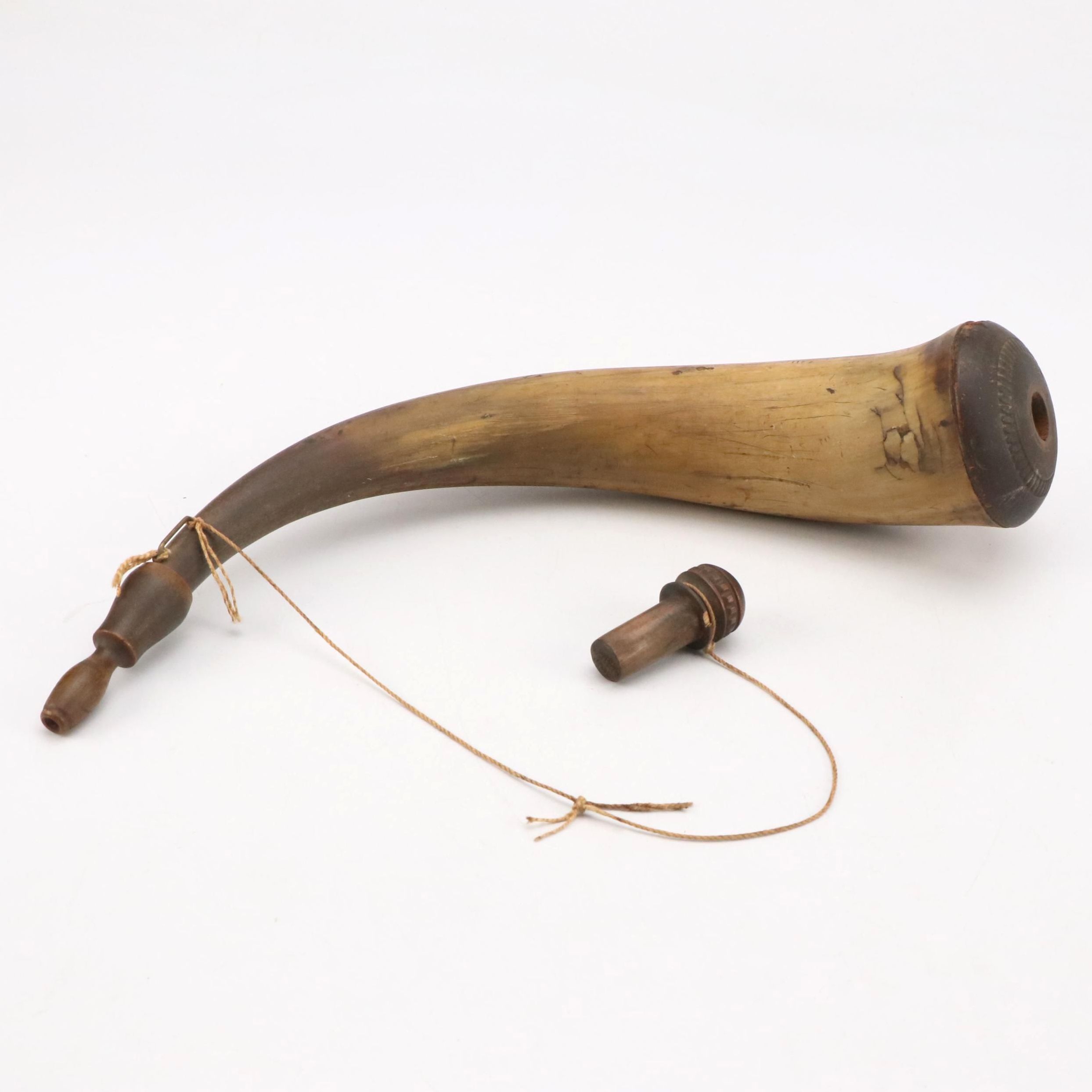 American Powder Horn with Stopper, 19th Century