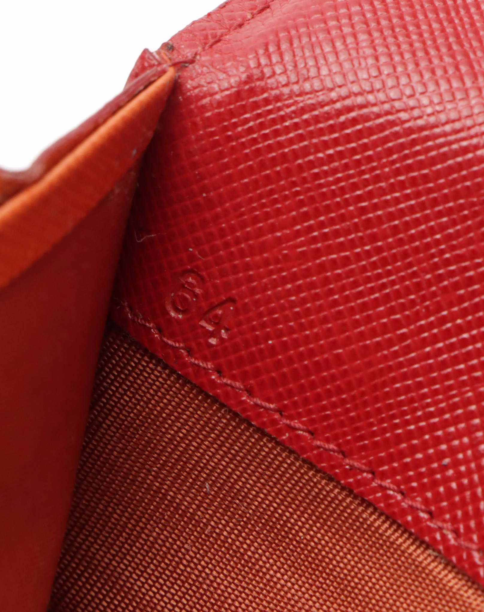 Prada Front Flap Long Wallet in Red and Orange Saffiano Wave Leather