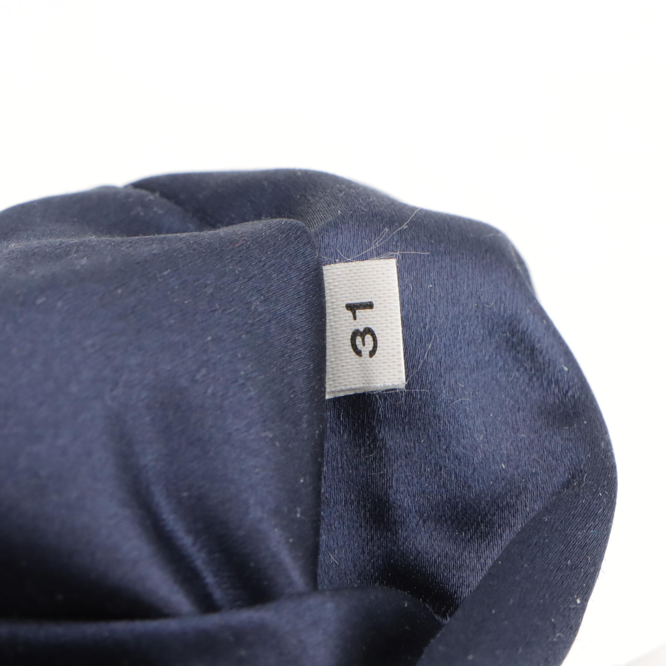 Prada Gathered Ivory Crepe Frame Handbag with Navy Blue Leather Trim