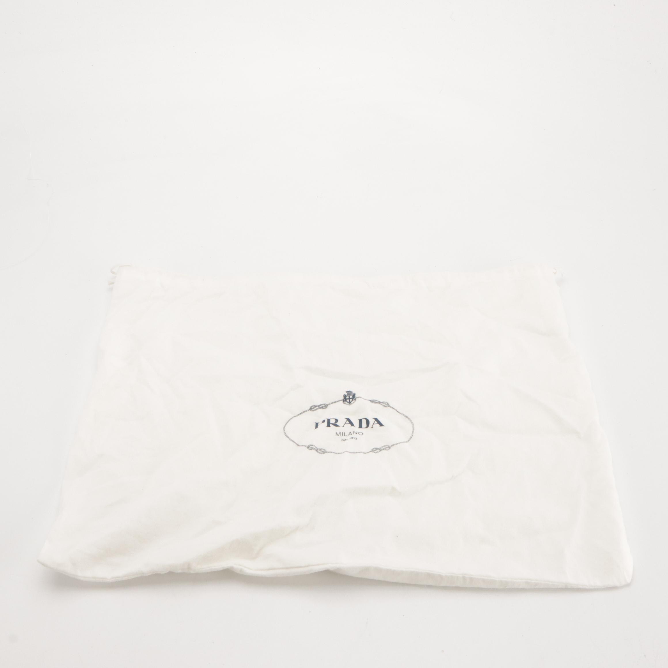 Prada Gathered Ivory Crepe Frame Handbag with Navy Blue Leather Trim