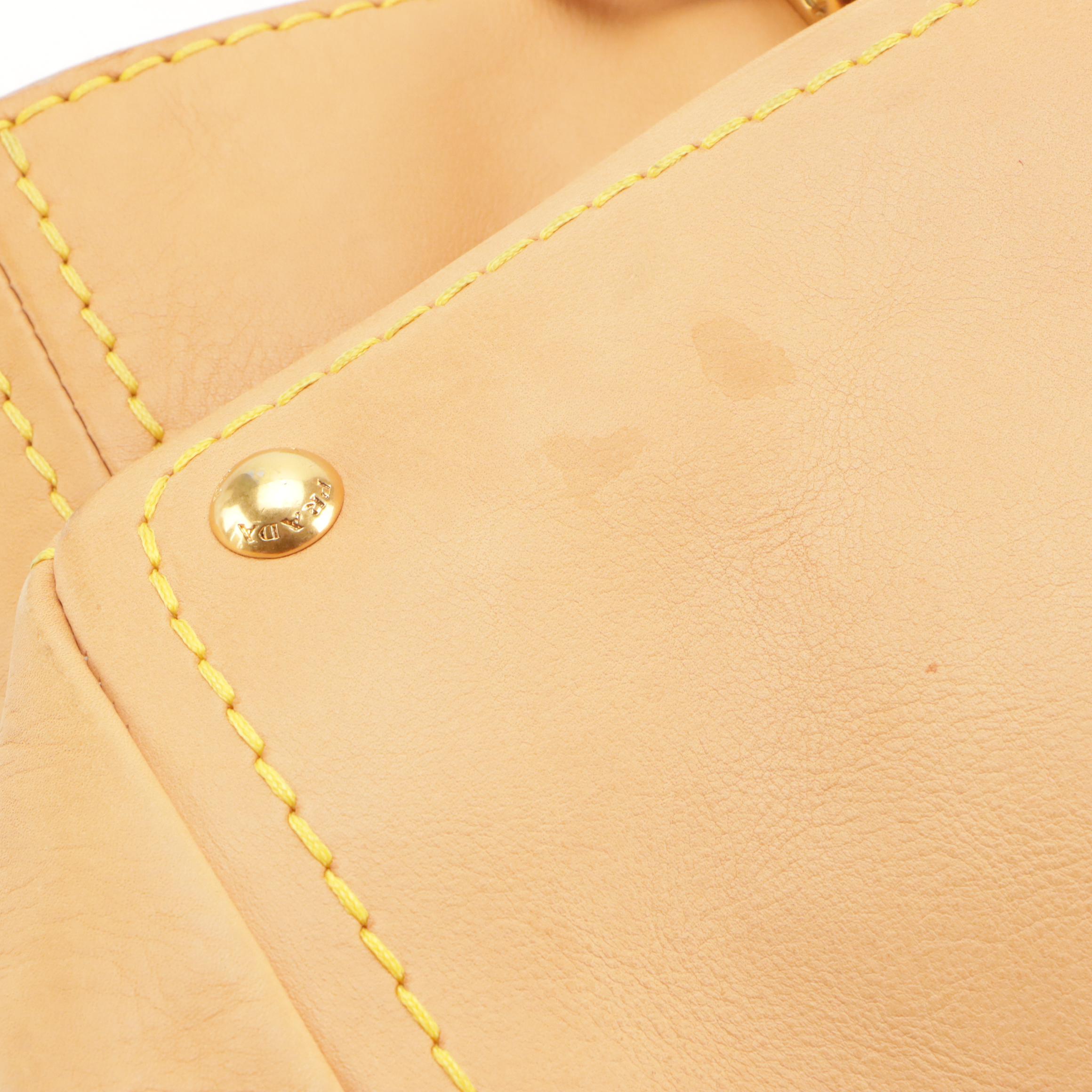 Prada Twist Lock Handbag Tote in Camel Calfskin Leather