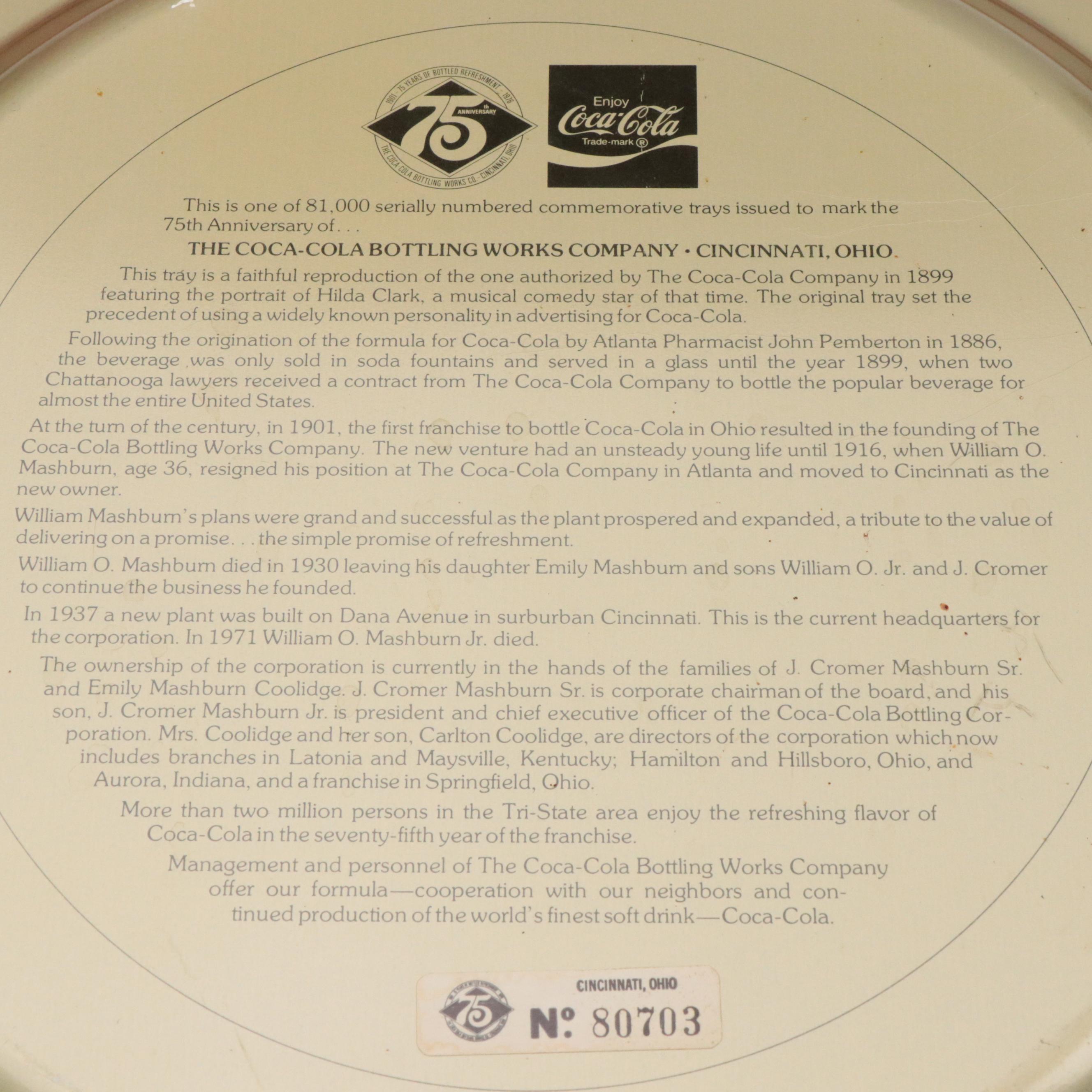 Replica Coca Cola Tip Trays and Reprinted Marilyn Monroe 1957 Calendar